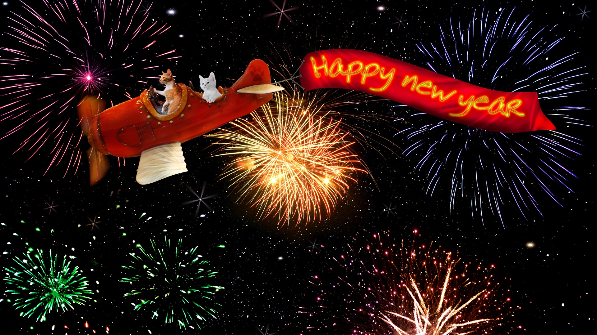 Happy New Year Cats Wallpapers