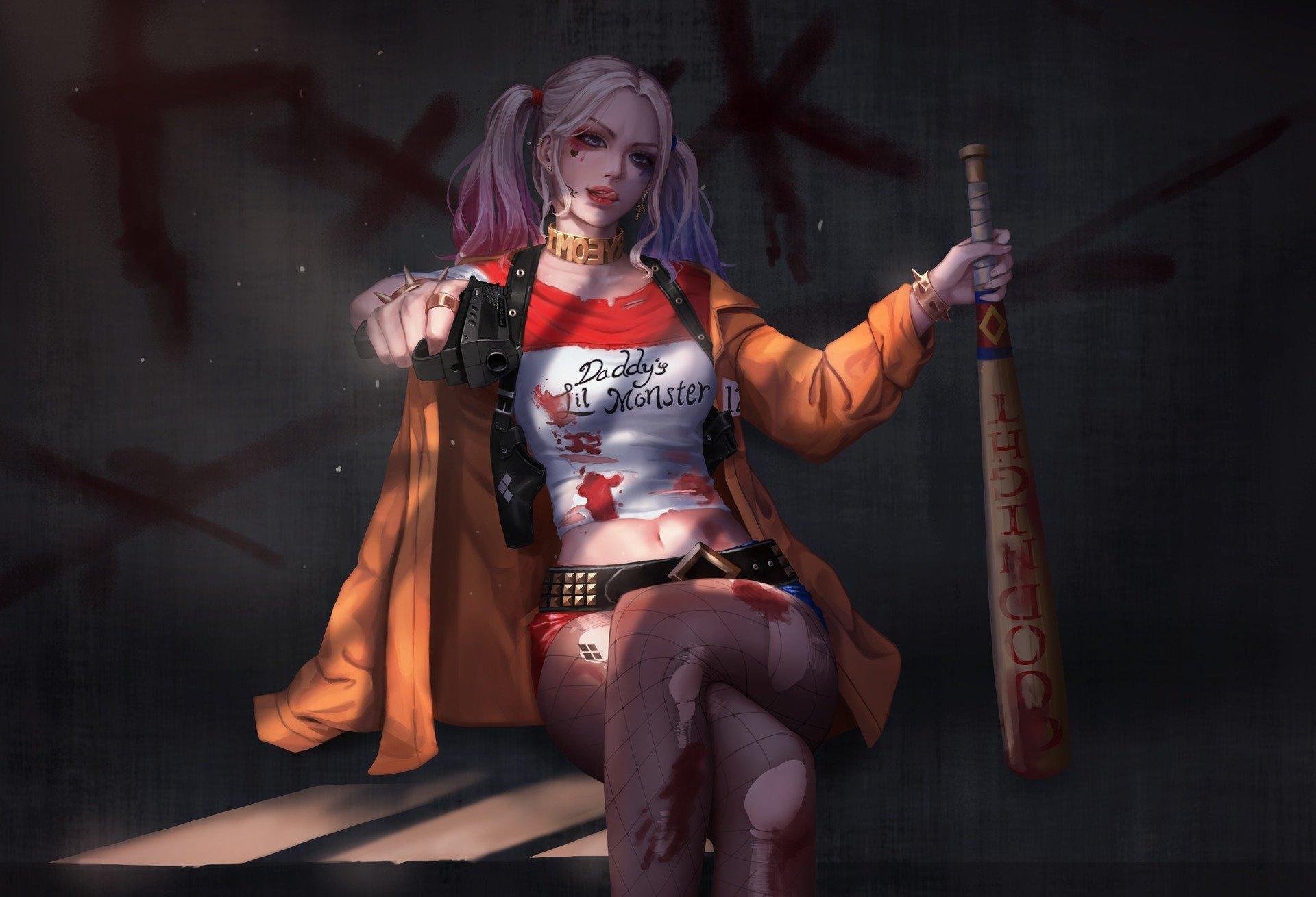 Harley Quinn Baseball Bat Art Wallpapers