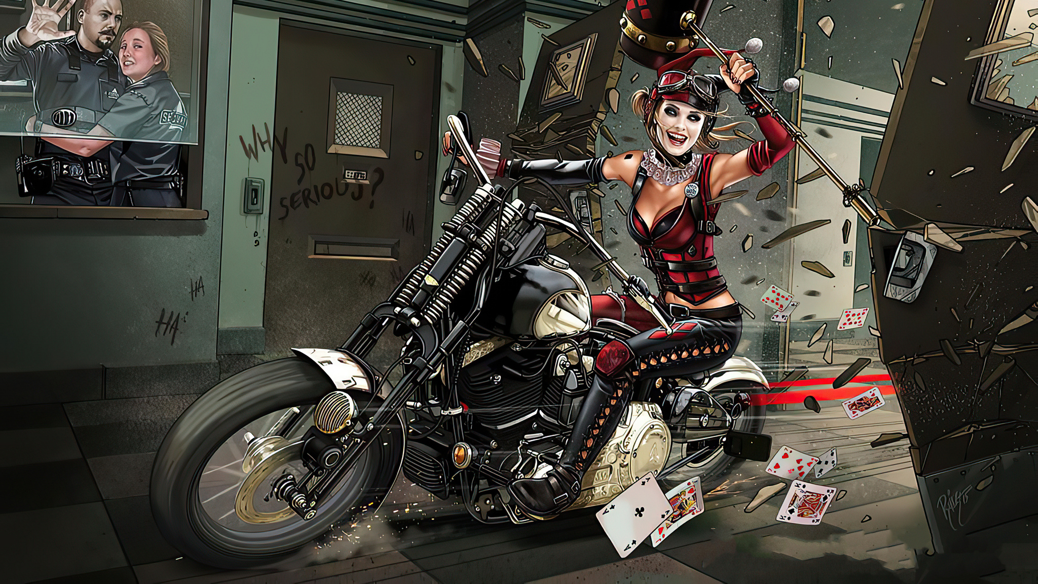 Harley Quinn In Bike Wallpapers