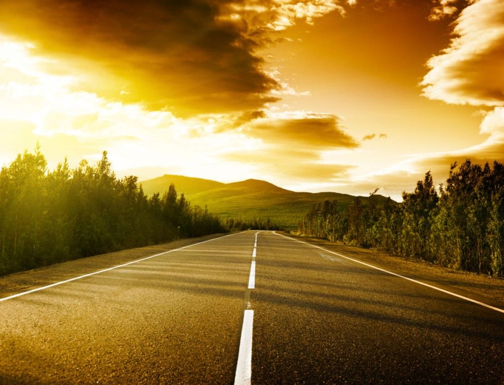 Hd Road View With Sunset Wallpapers