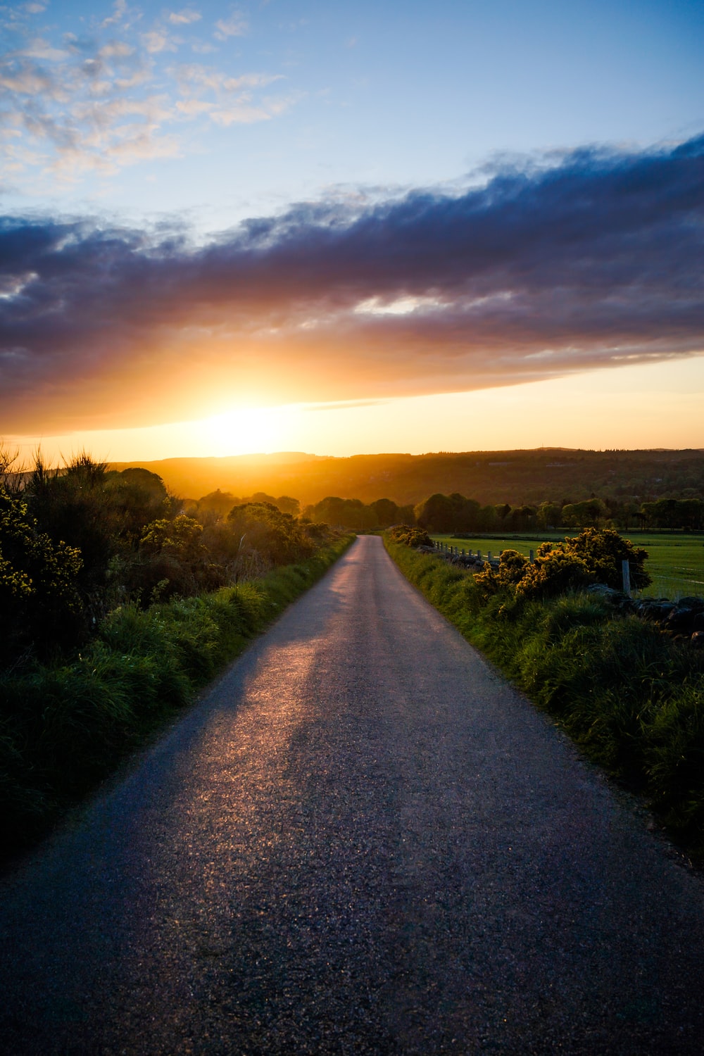 Hd Road View With Sunset Wallpapers