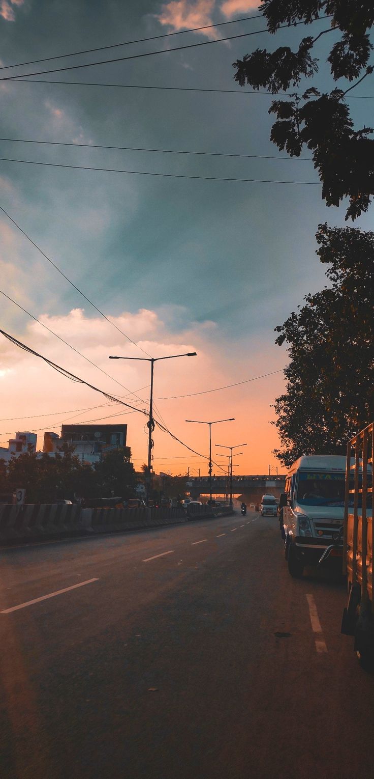 Hd Road View With Sunset Wallpapers