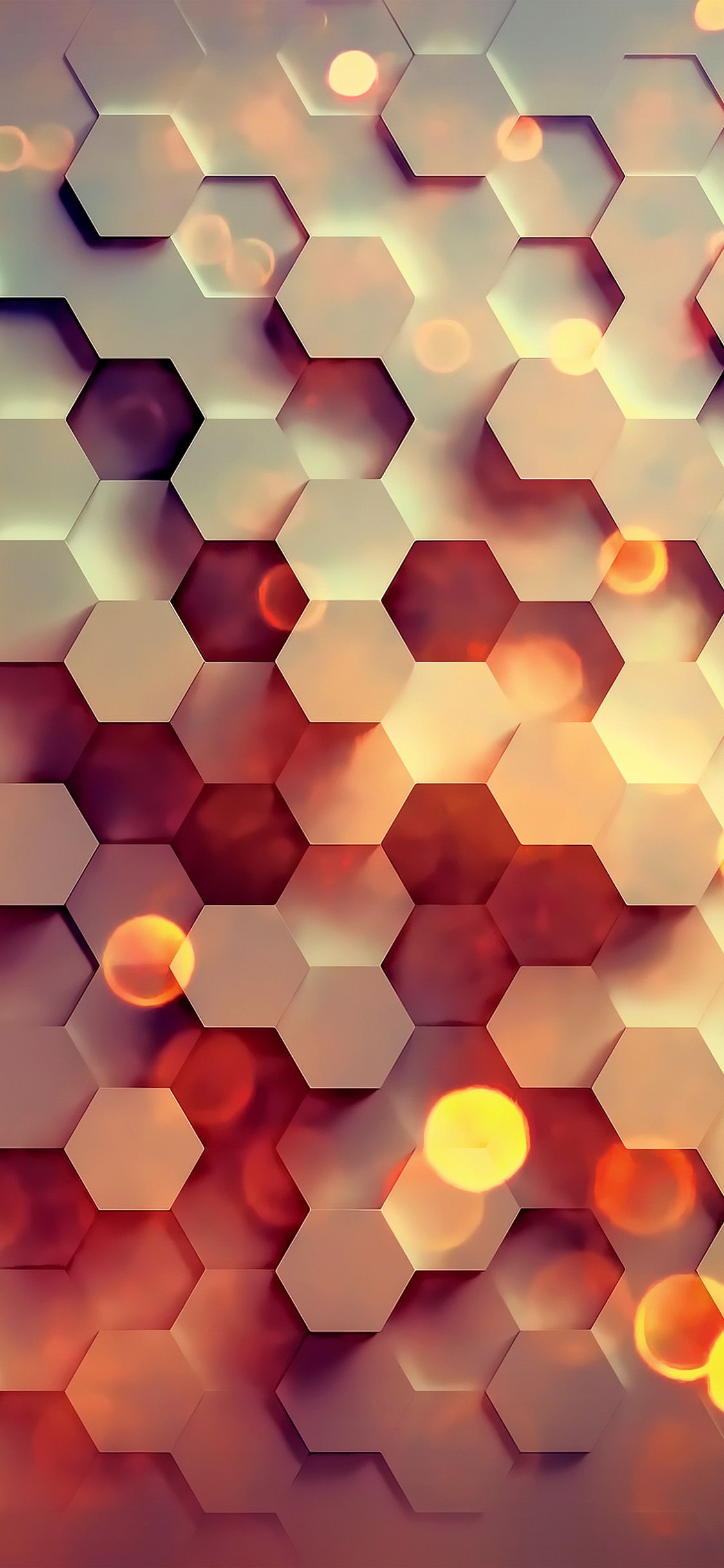 Hexagon Sky Orange Moon Wallpapers