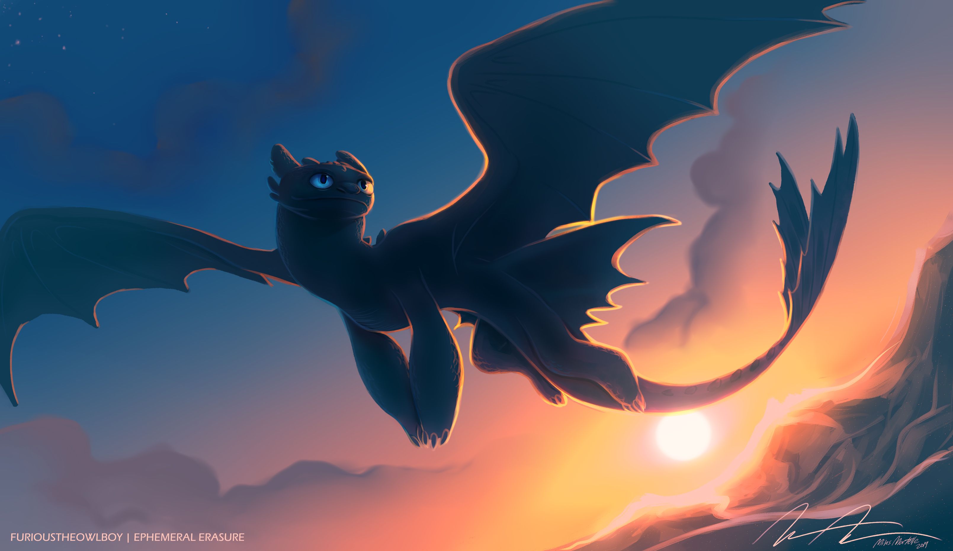 Hiccup And Toothless Artwork Wallpapers