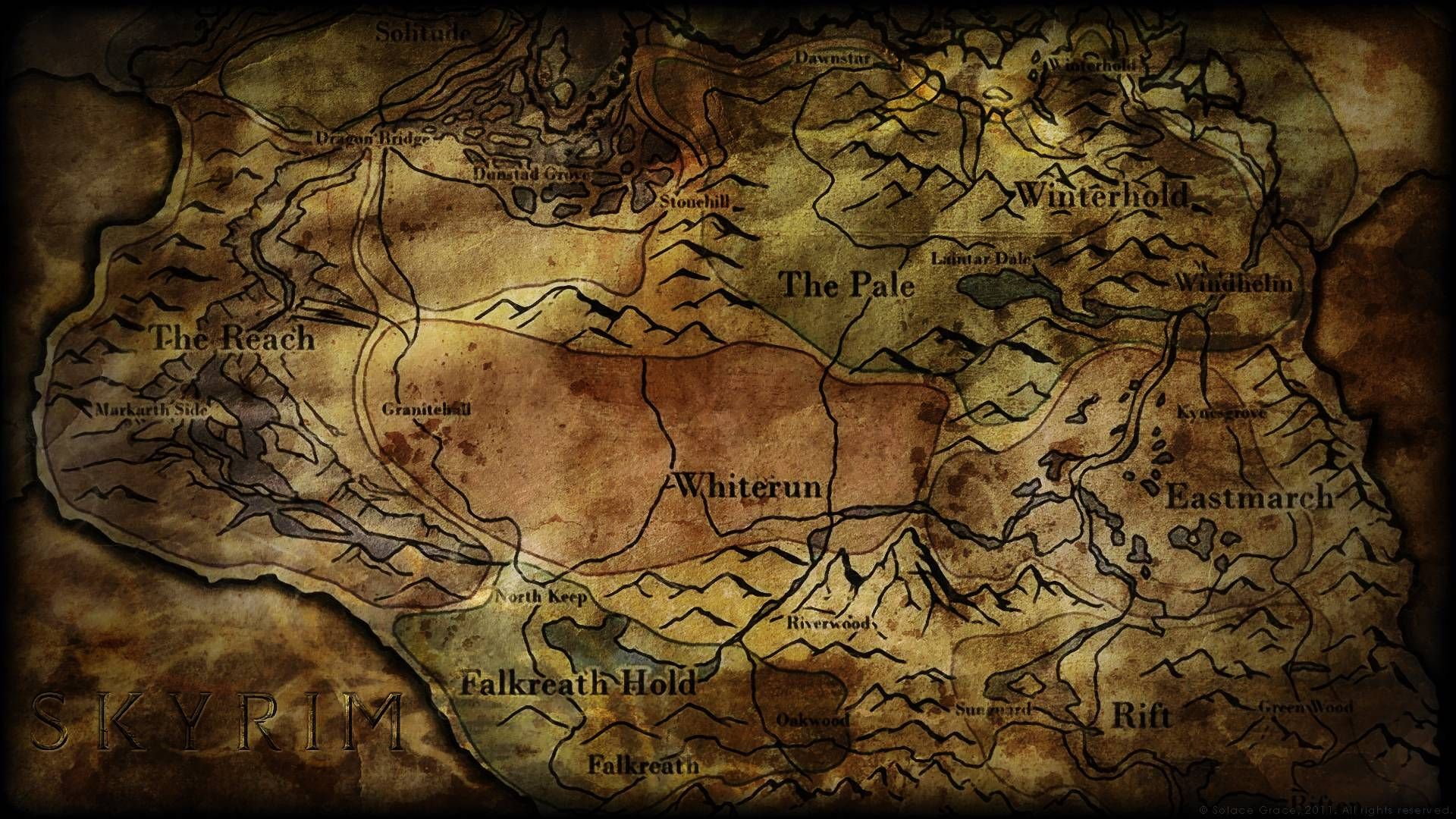 High Resolution Skyrim Map Wallpapers