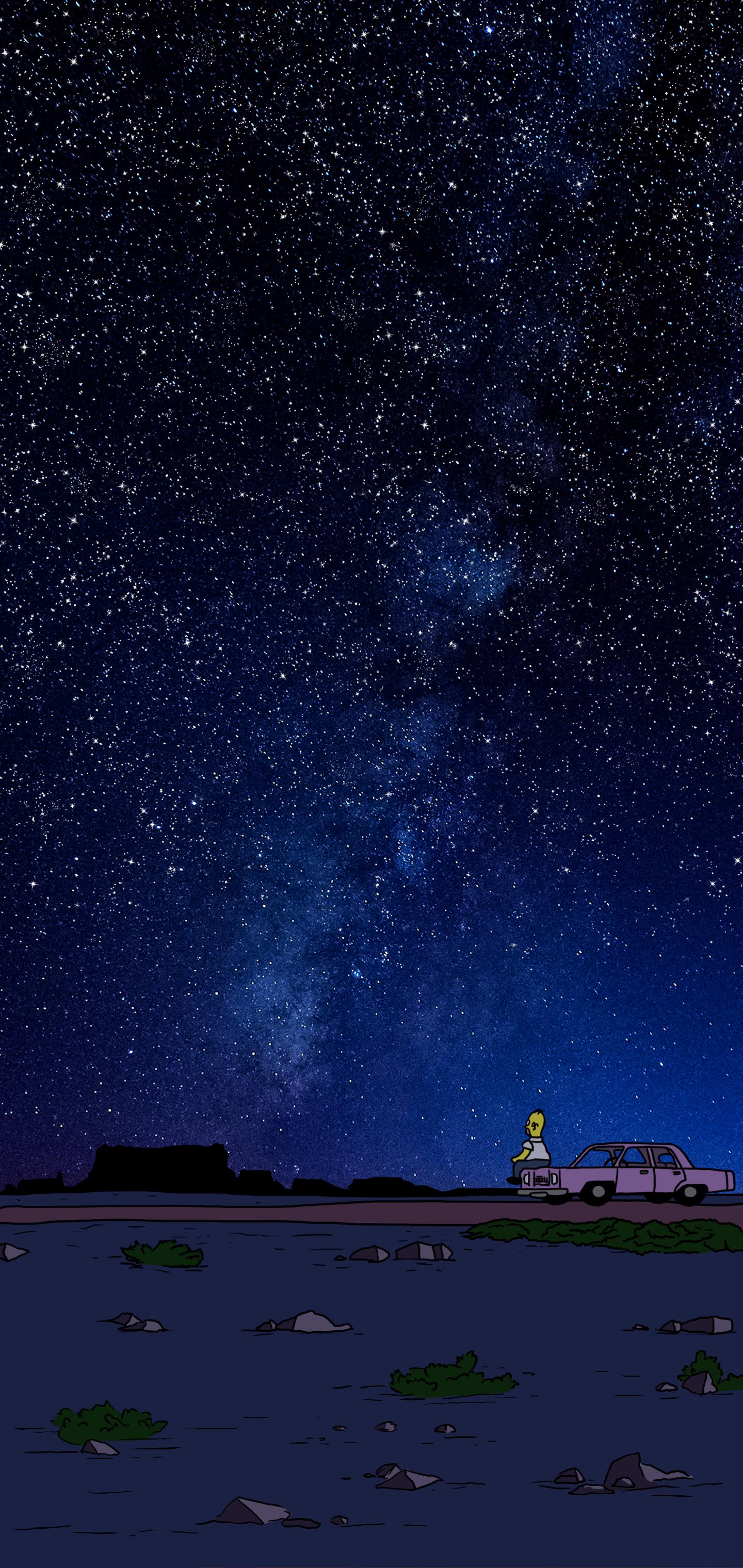 Homer Looking At The Stars Wallpapers