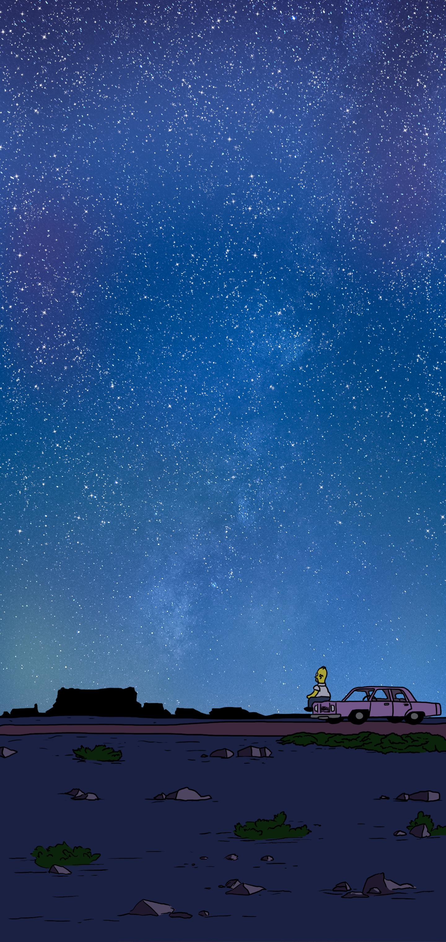 Homer Looking At The Stars Wallpapers