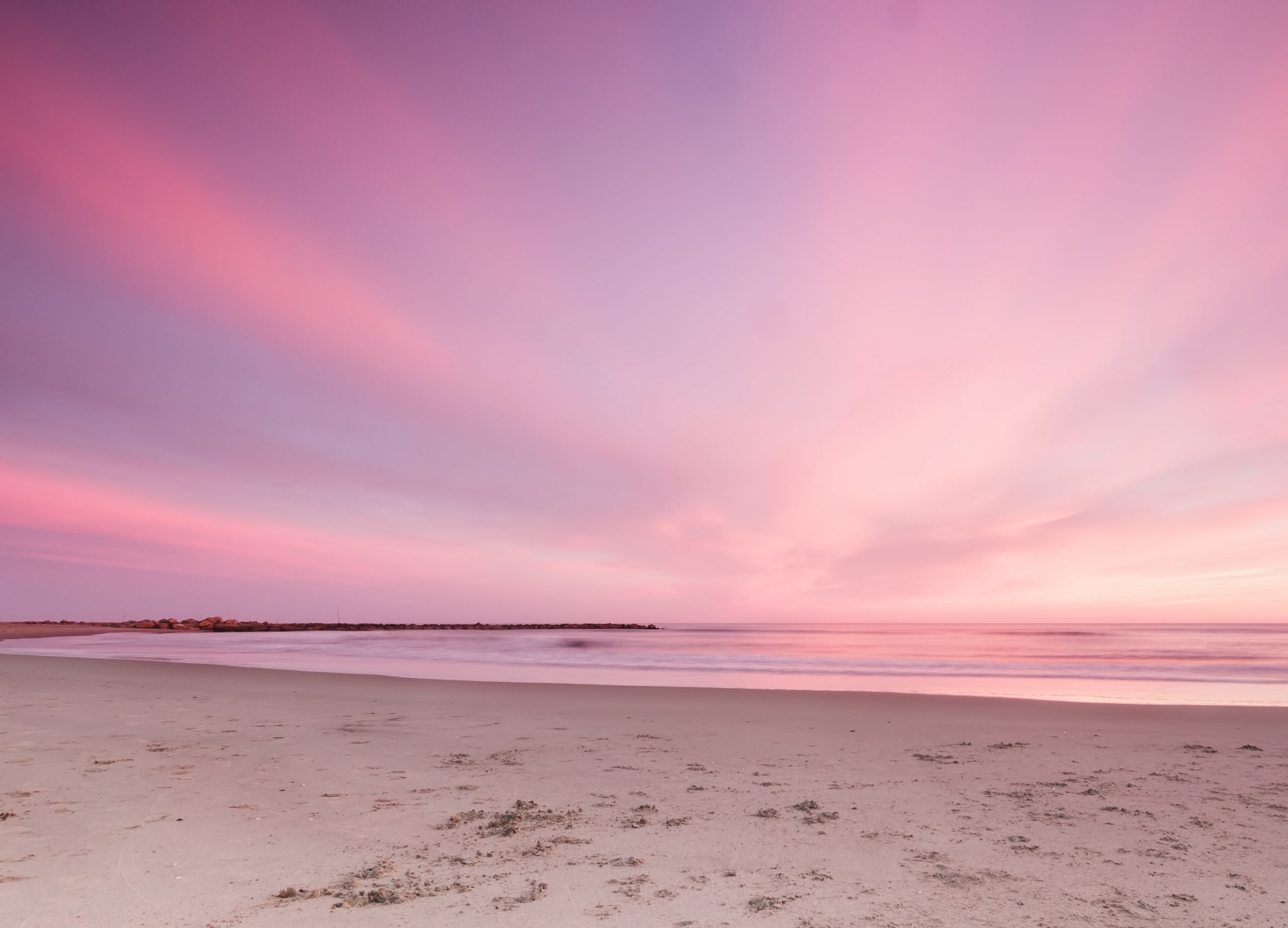 Horizon Pink Sunset Near Sea Wallpapers