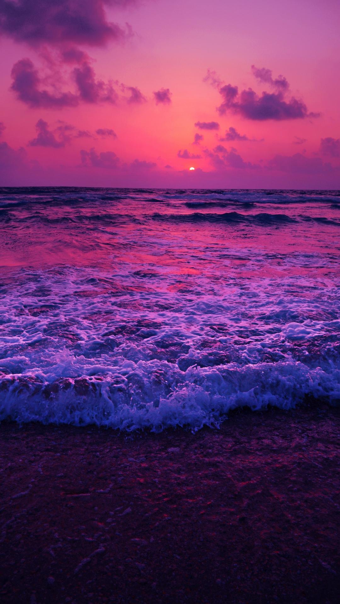 Horizon Pink Sunset Near Sea Wallpapers