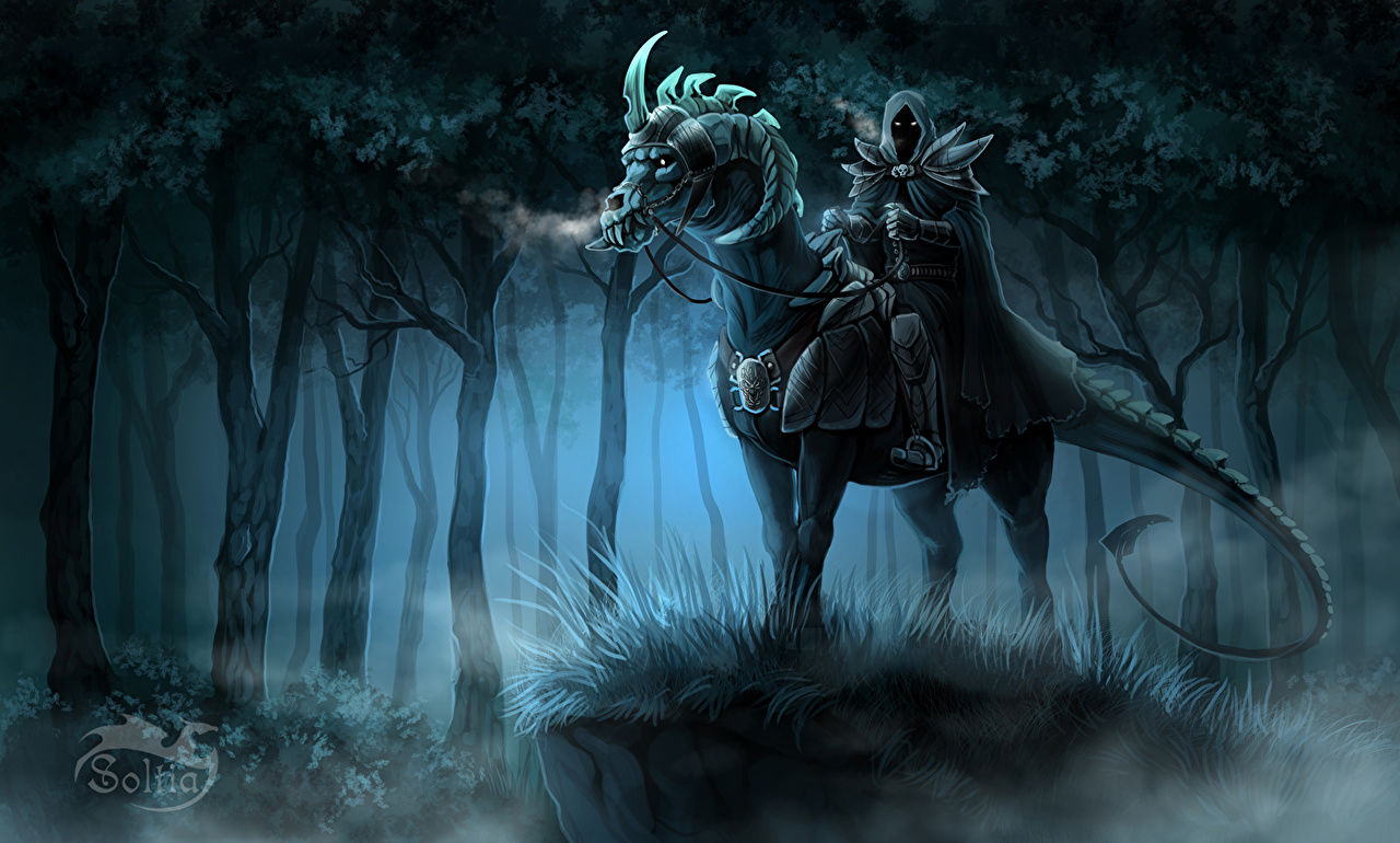 Horseman In Forest Dark Night Wallpapers