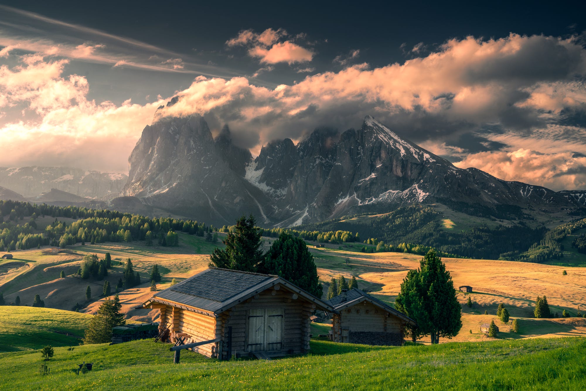 House In The Mountains Sunlight Nature Landscape Wallpapers