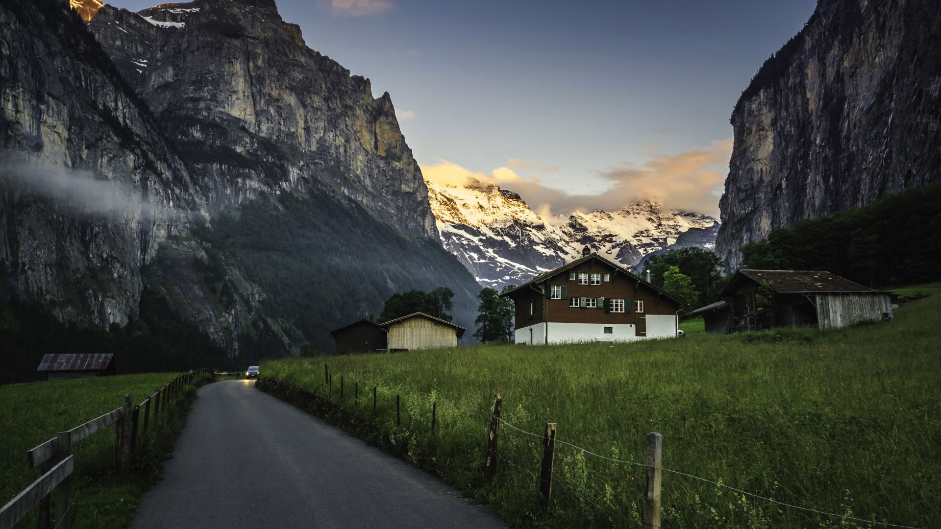 House In The Mountains Sunlight Nature Landscape Wallpapers