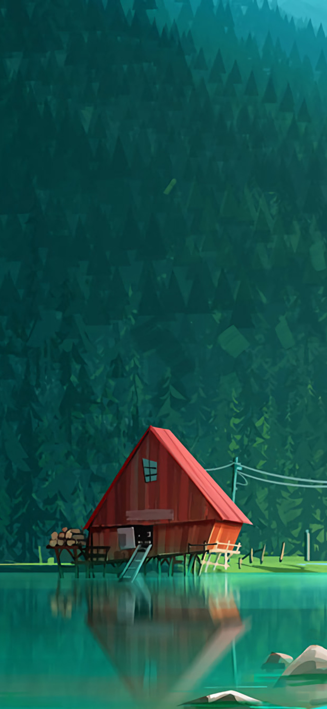 House In Woods Minimalism Wallpapers