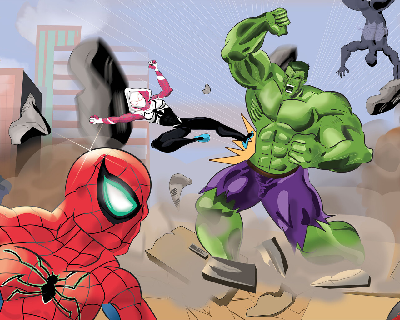 Hulk And Spider Man Art Wallpapers