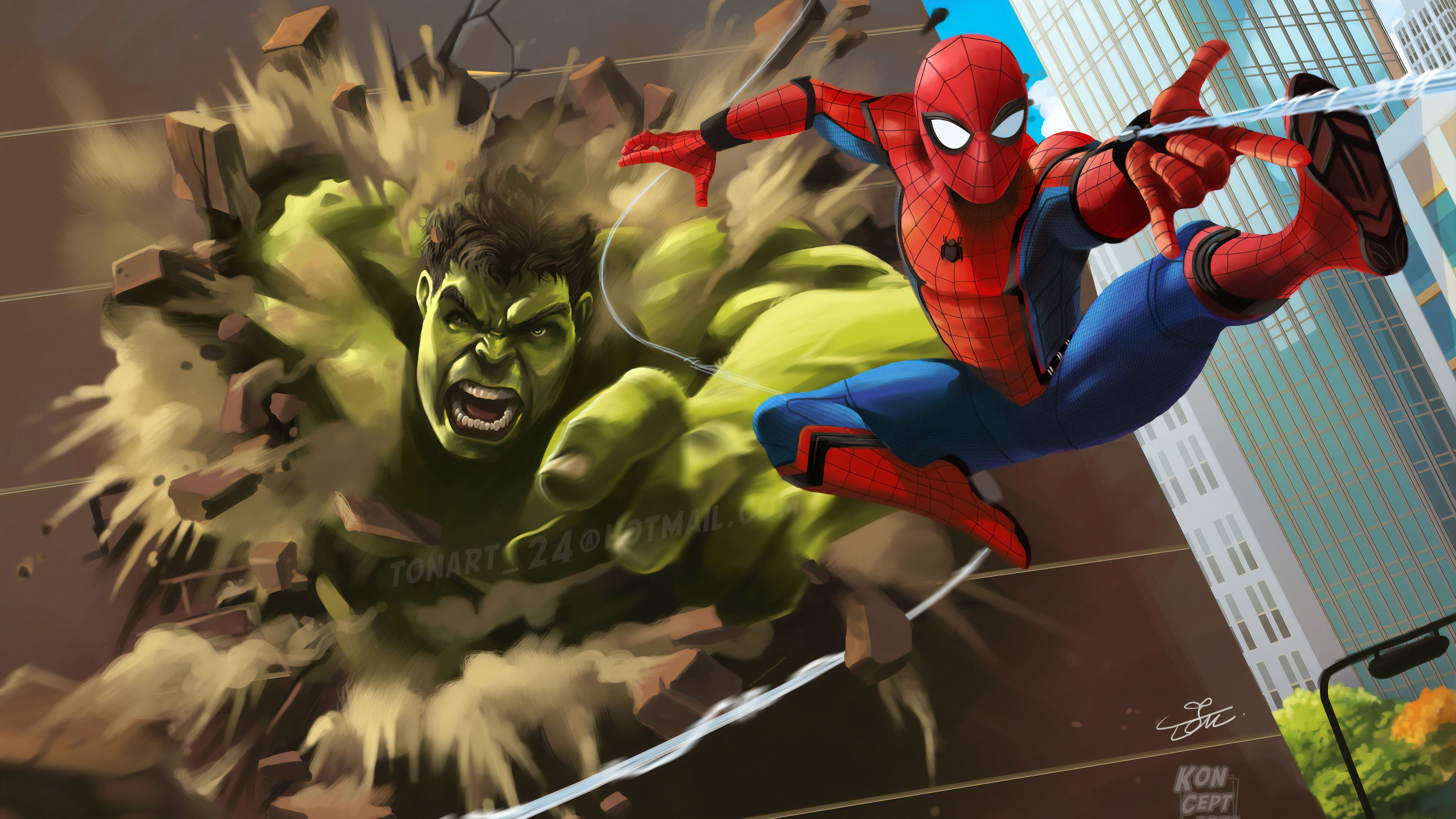 Hulk Vs Spiderman Art Wallpapers