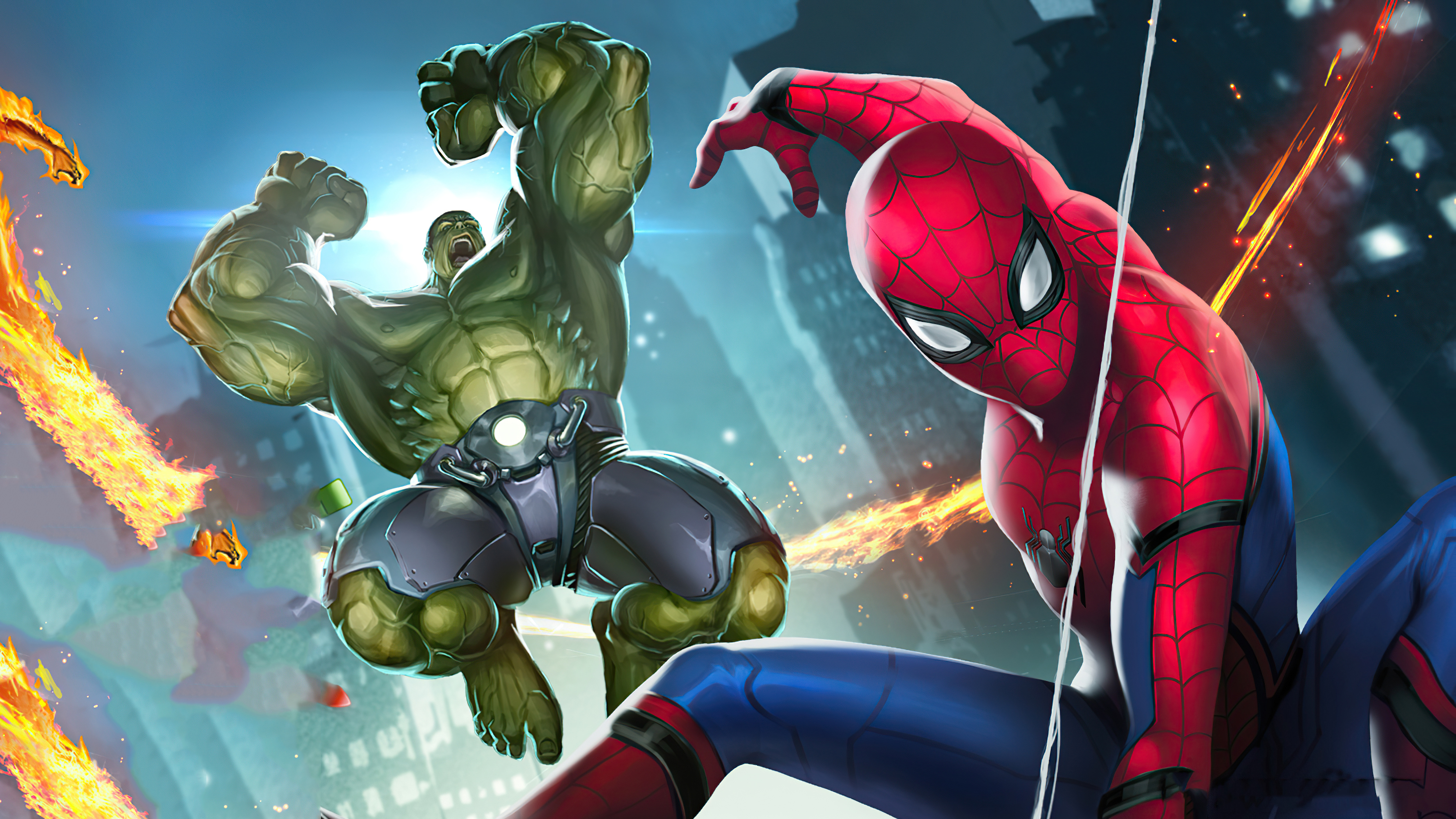 Hulk Vs Spiderman Art Wallpapers