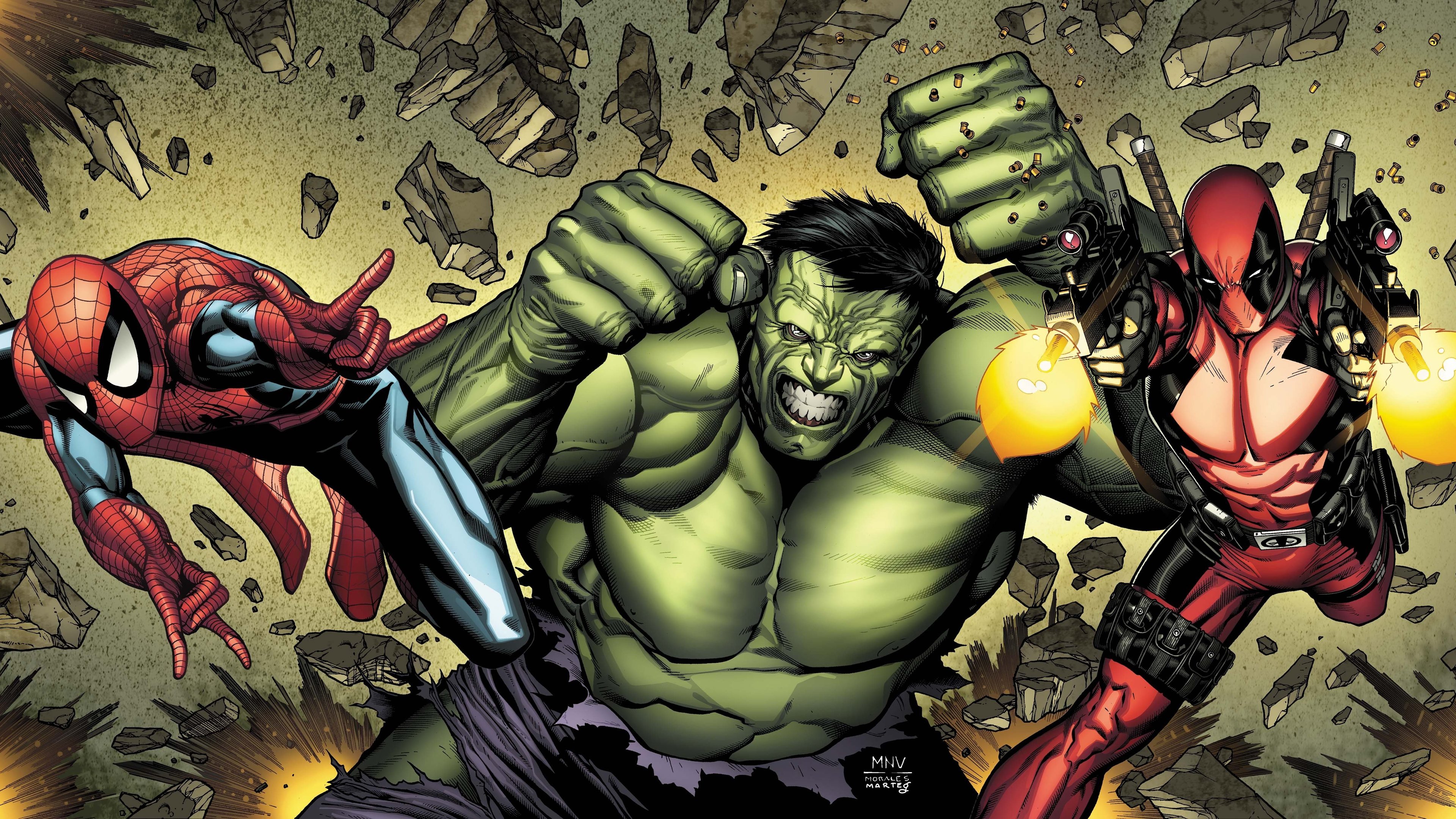 Hulk Vs Spiderman Art Wallpapers