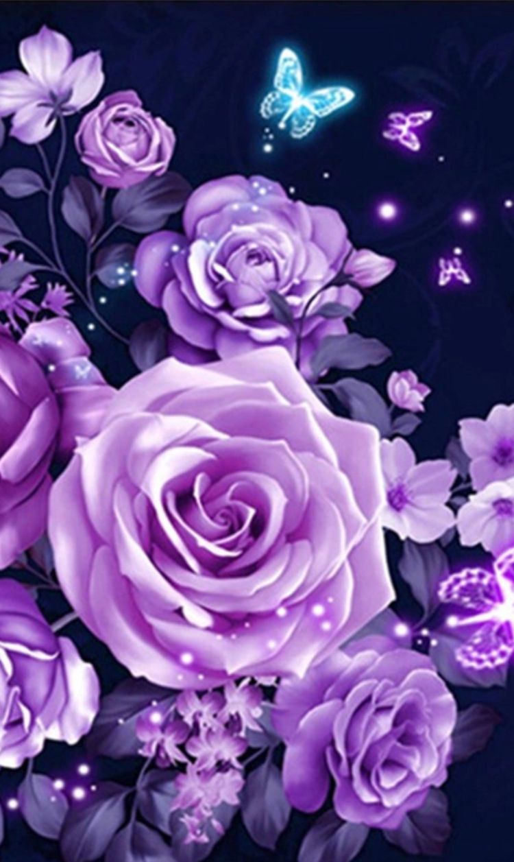 Images Of Purple Roses And Butterflies Wallpapers