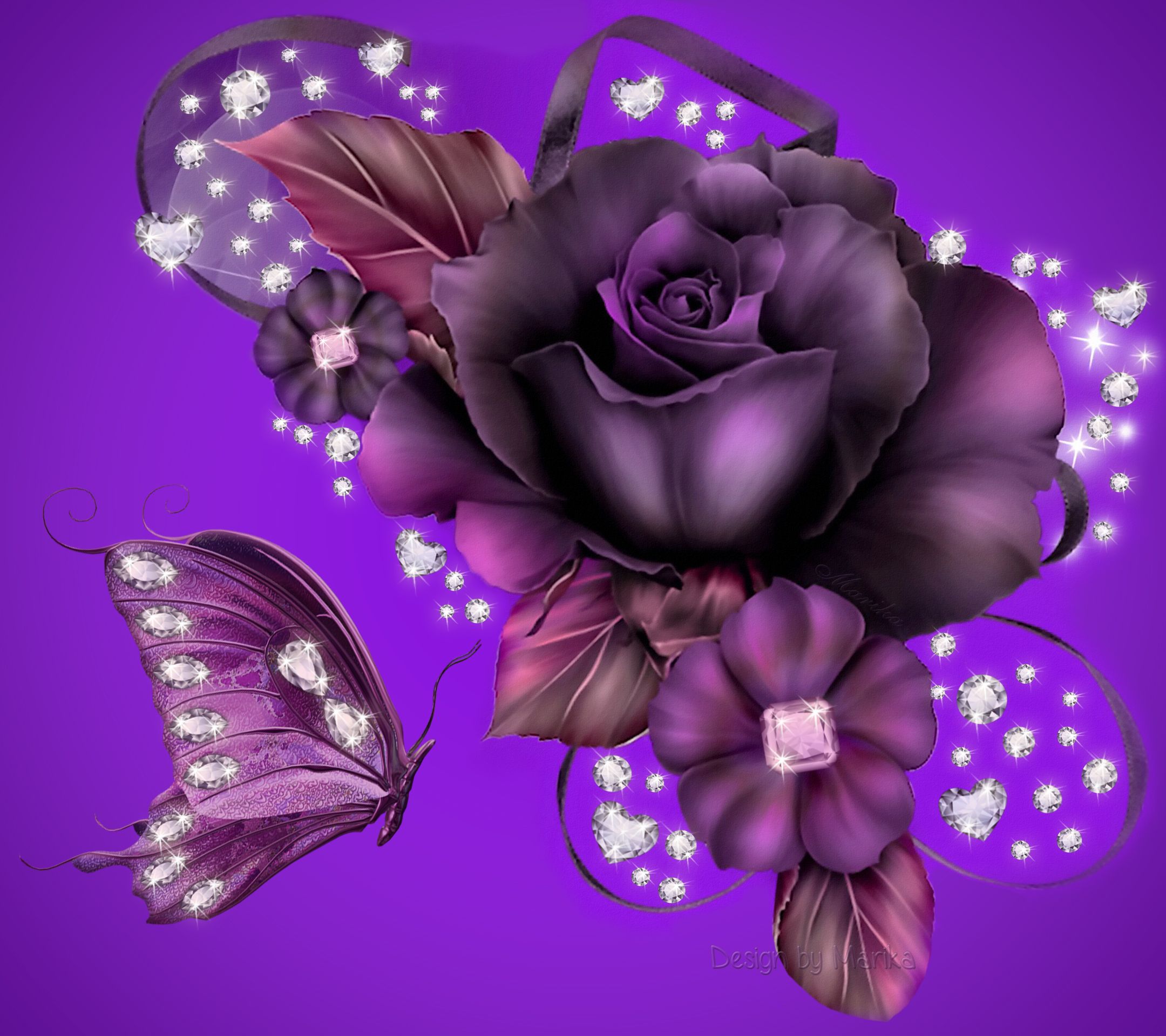 Images Of Purple Roses And Butterflies Wallpapers