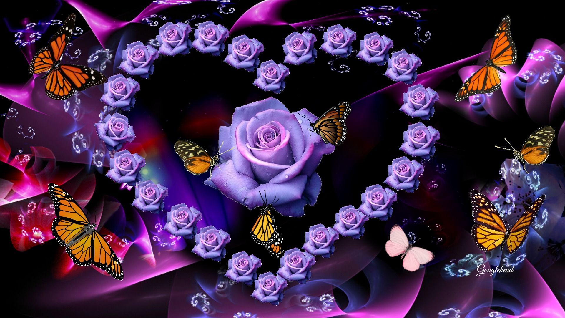 Images Of Purple Roses And Butterflies Wallpapers