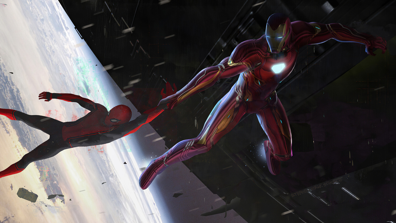 Iron Man And Spiderman Last Scene Art Wallpapers