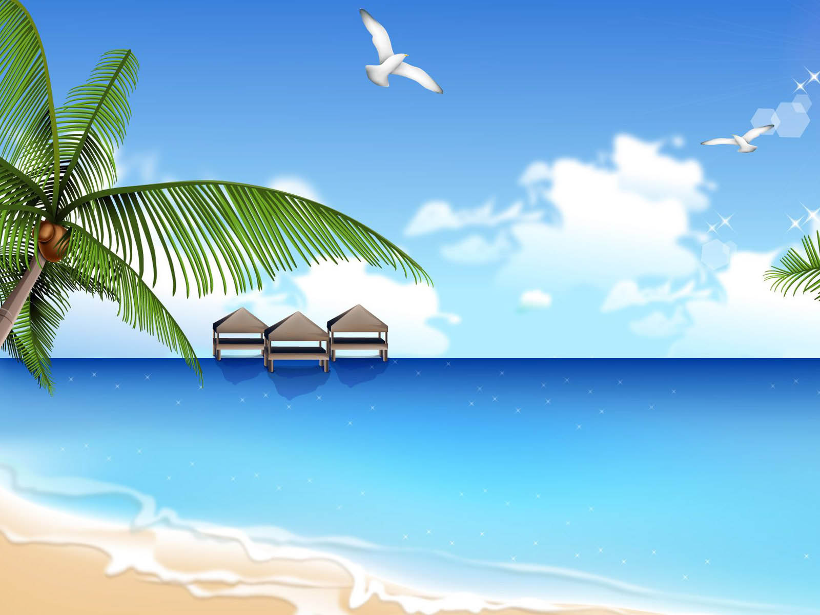 Island Beach Vector Art Wallpapers