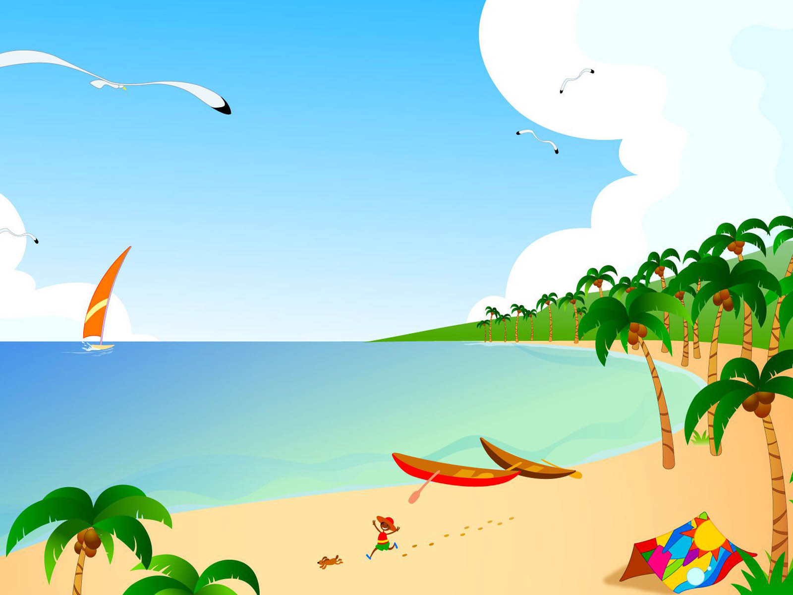 Island Beach Vector Art Wallpapers