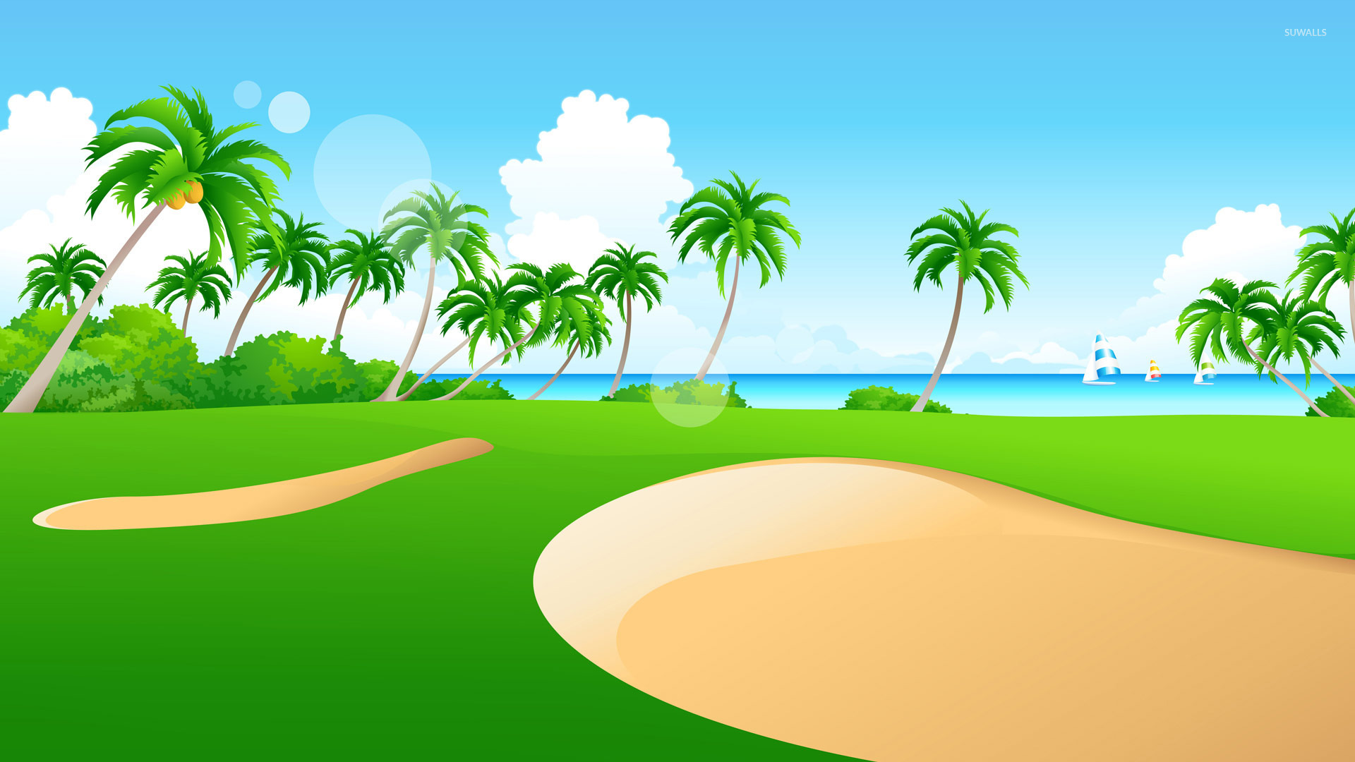 Island Beach Vector Art Wallpapers