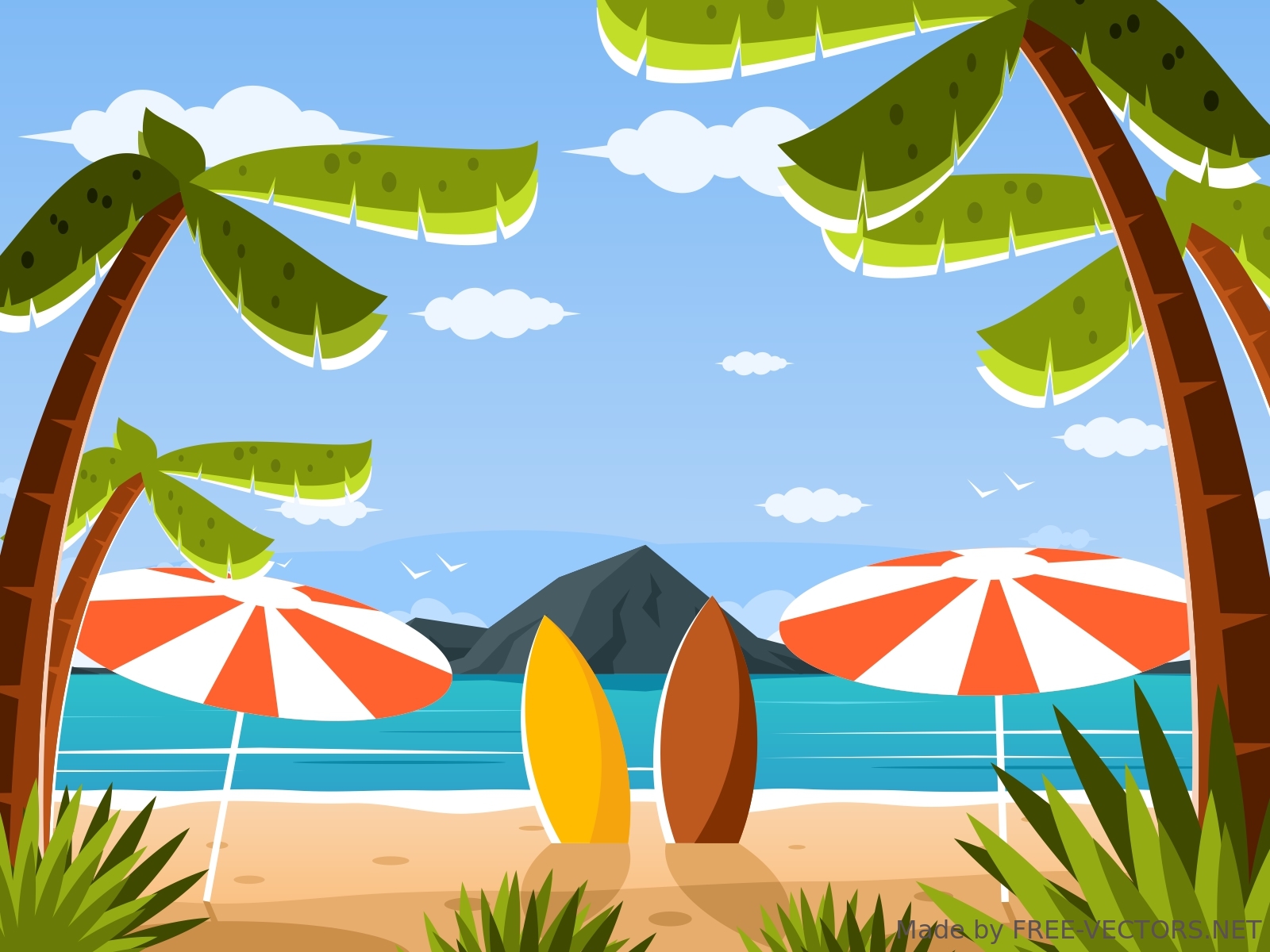 Island Beach Vector Art Wallpapers