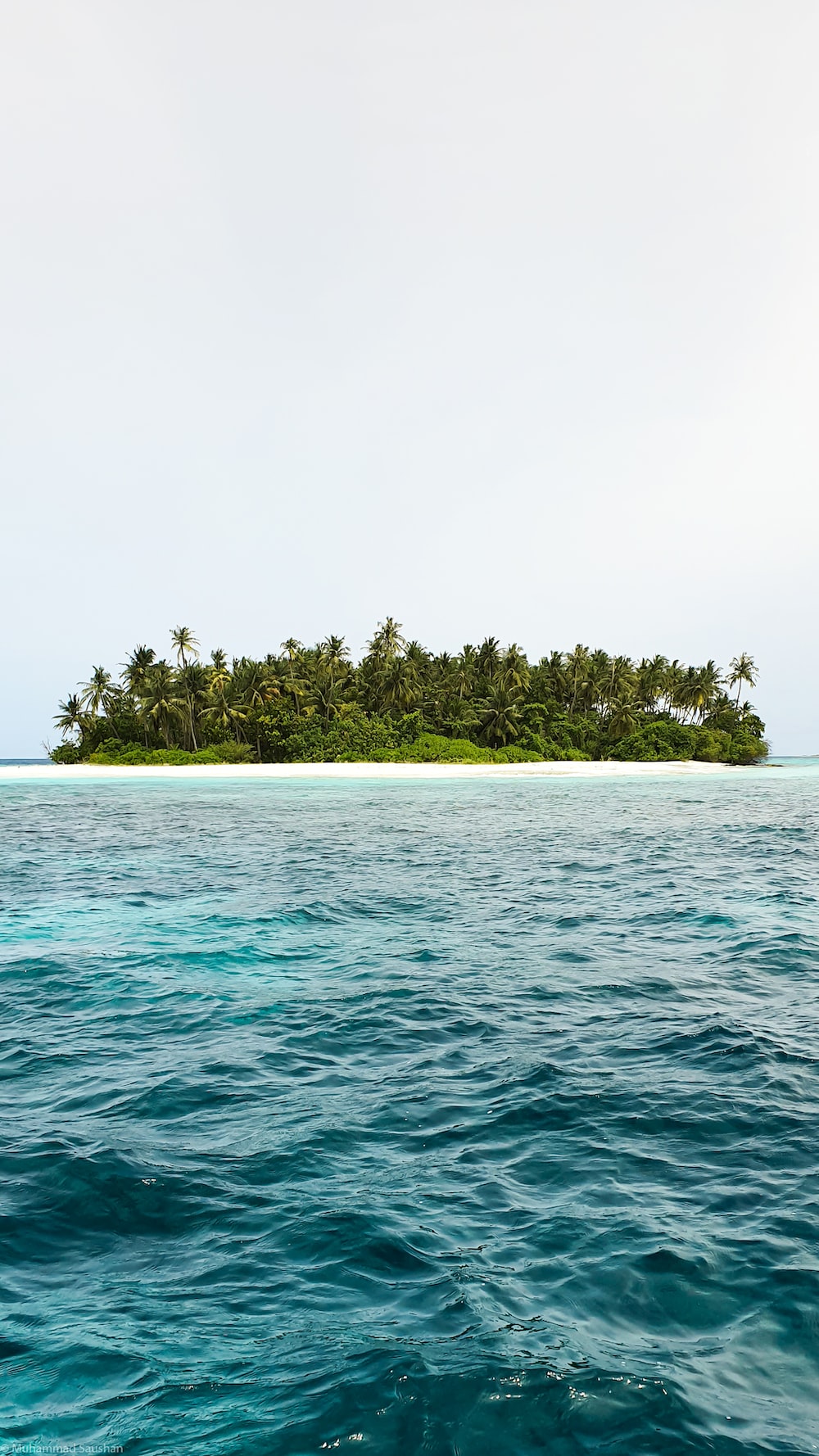 Island Surrounded By Green Sea Wallpapers