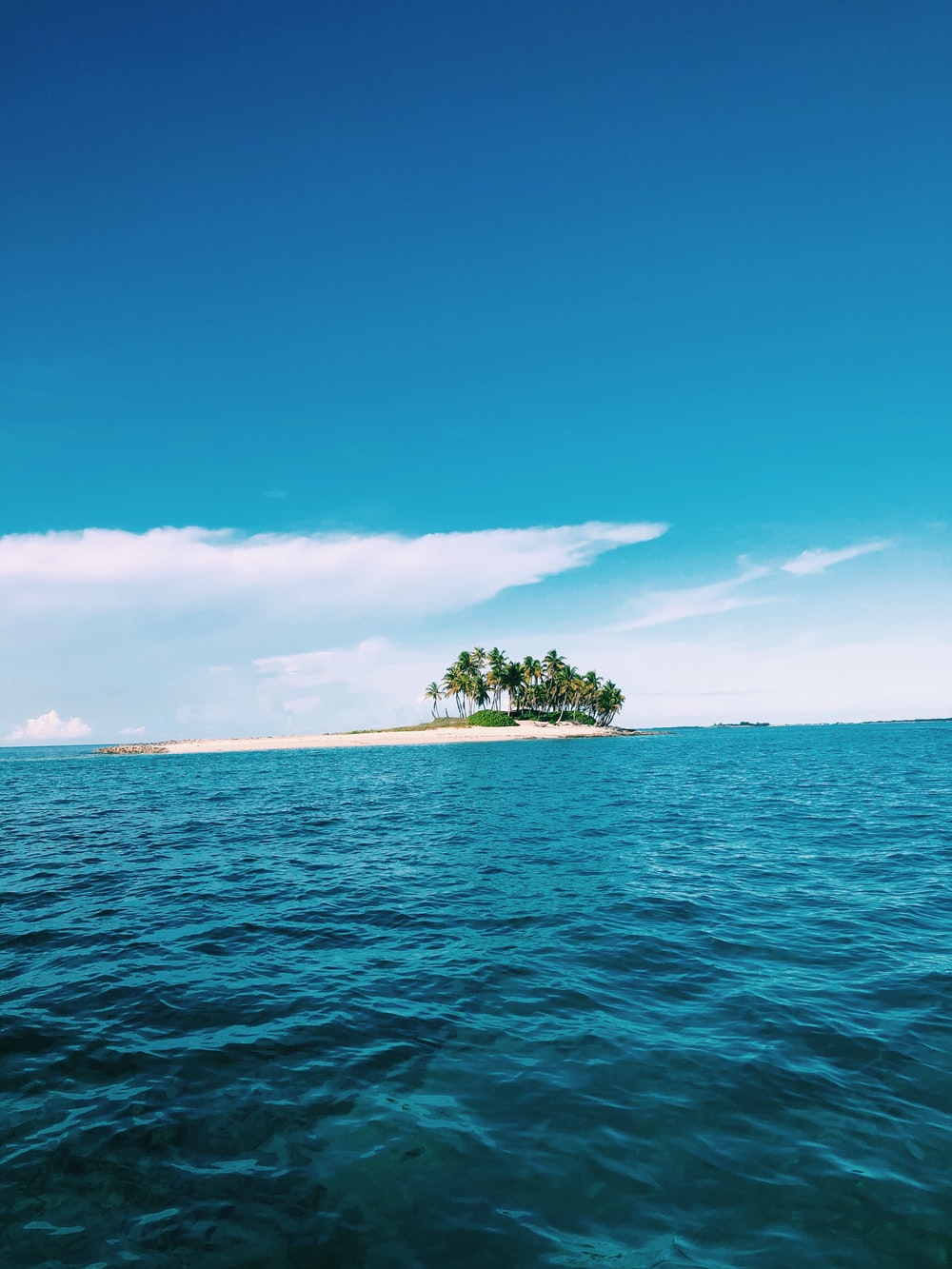 Island Surrounded By Green Sea Wallpapers