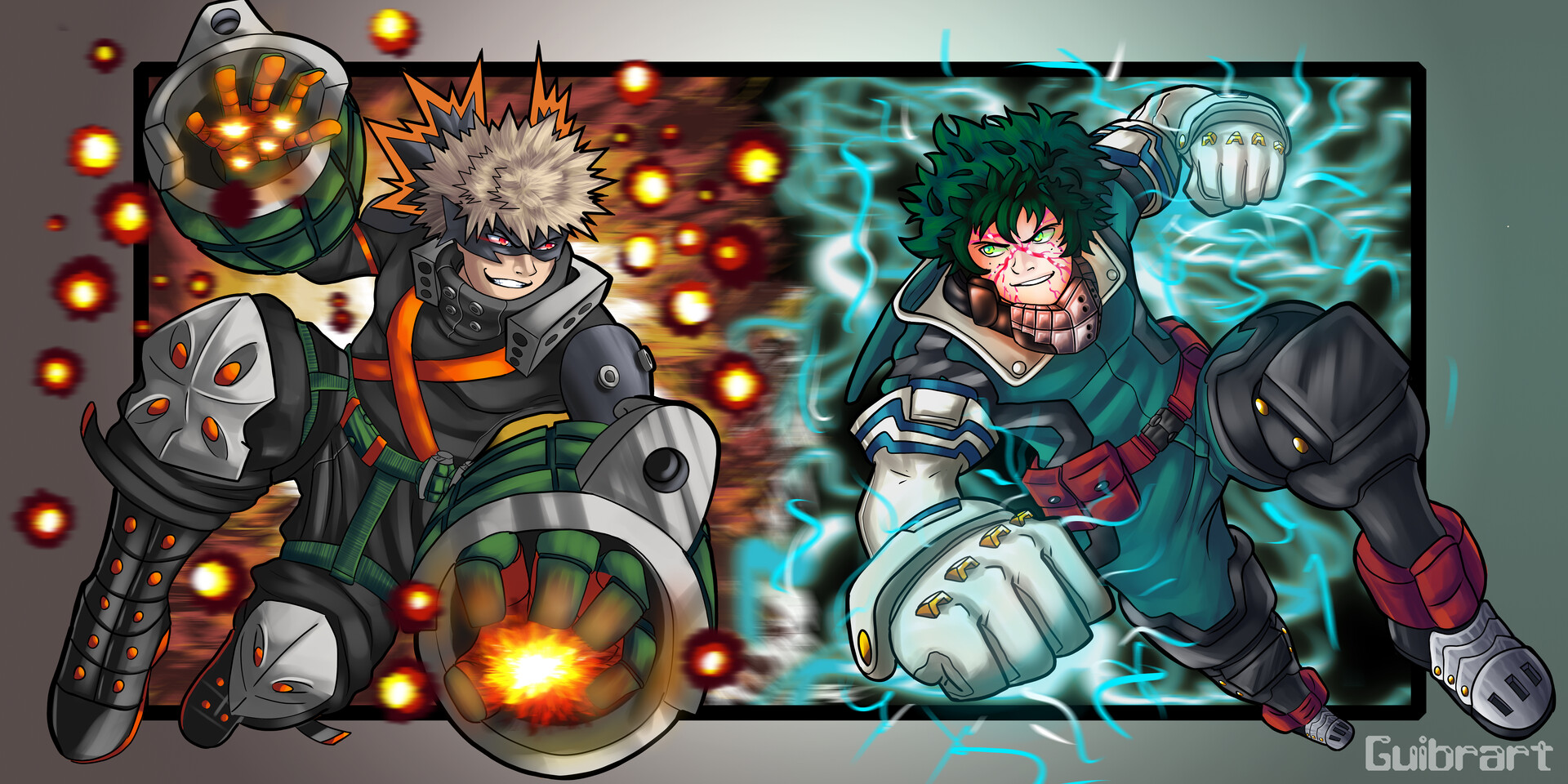 Izuku Midoriya V Katsuki Bakugou Art Wallpapers