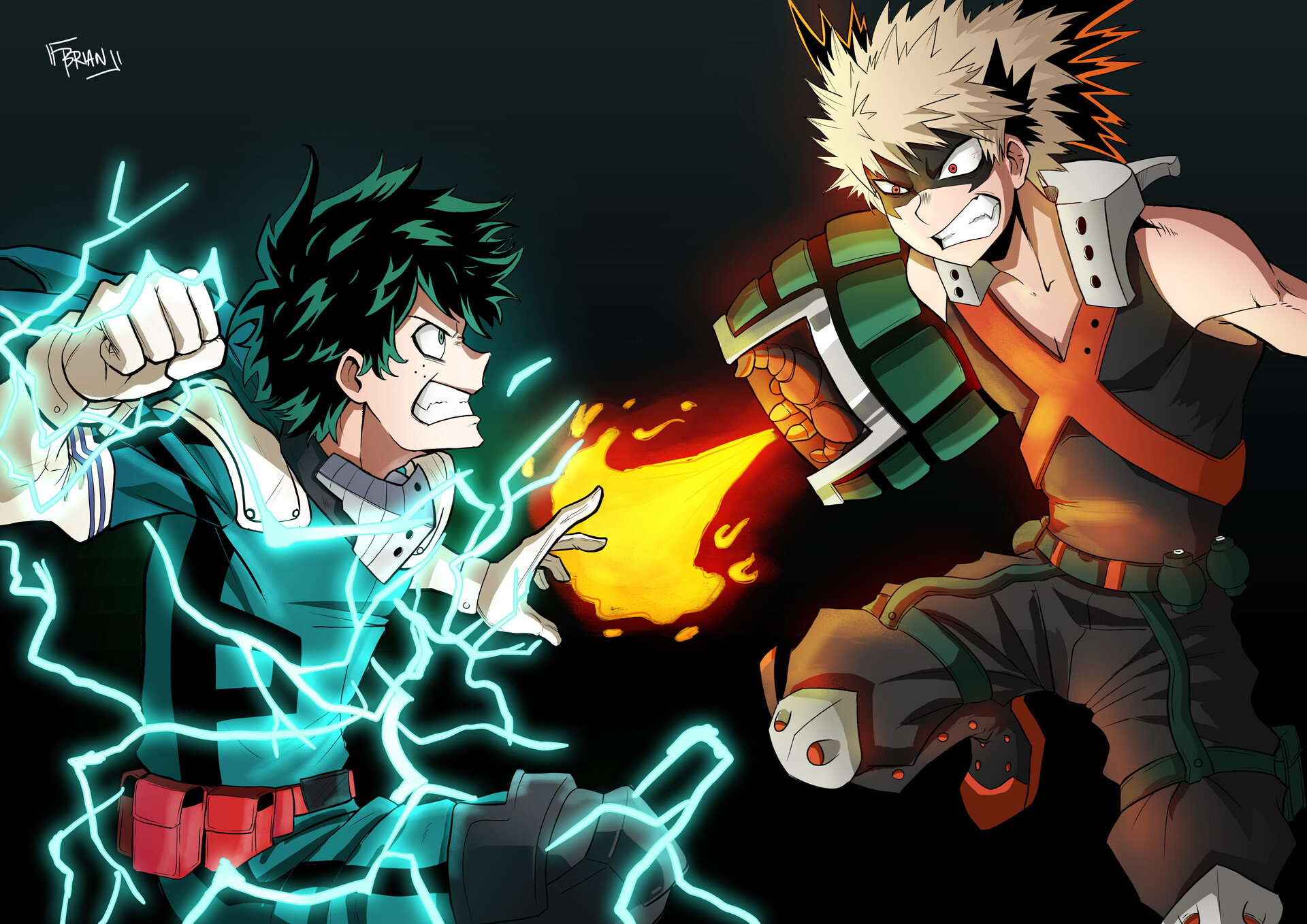 Izuku Midoriya V Katsuki Bakugou Art Wallpapers