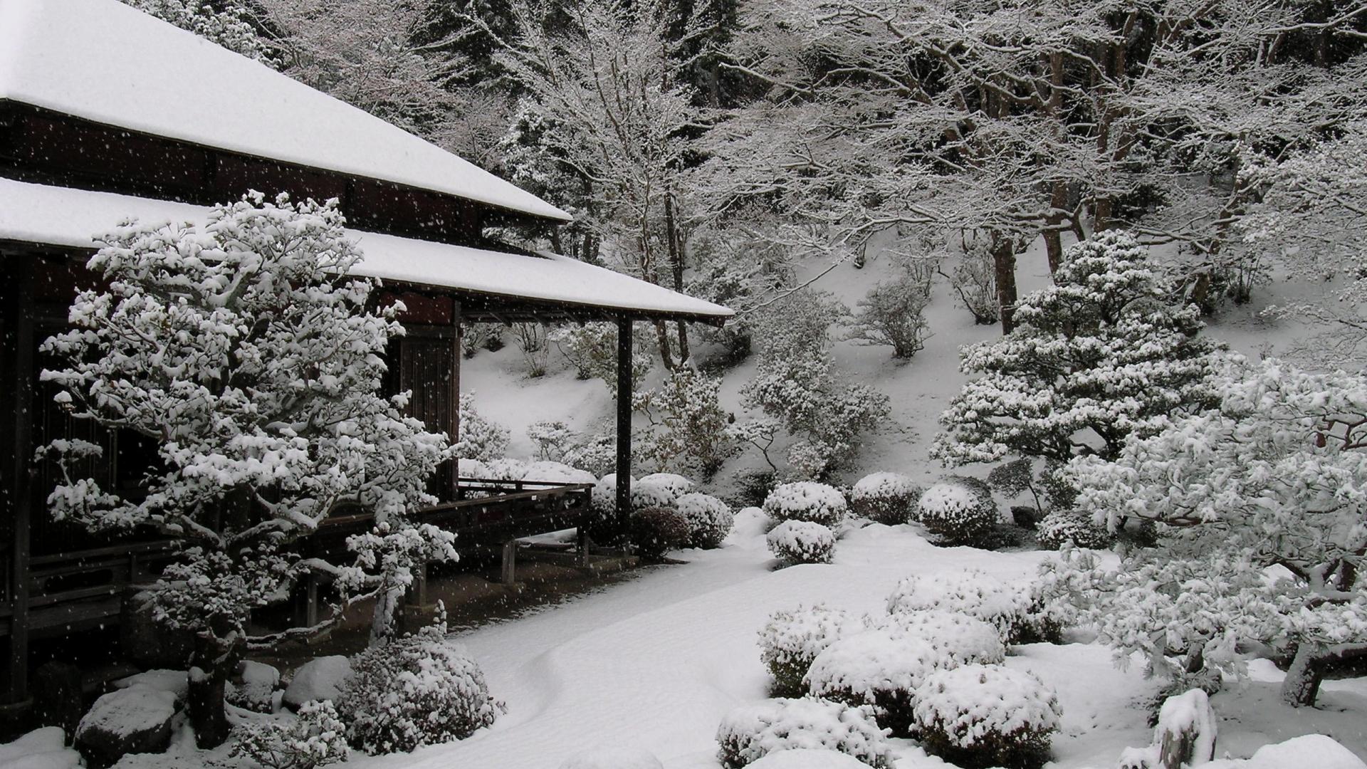 Japan Village Covered In Winter Snow Wallpapers