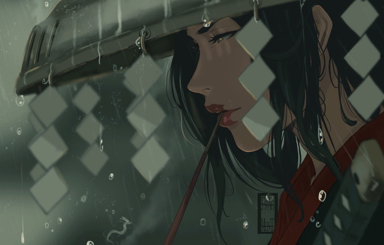 Japanese Warrior In Rain
 Wallpapers