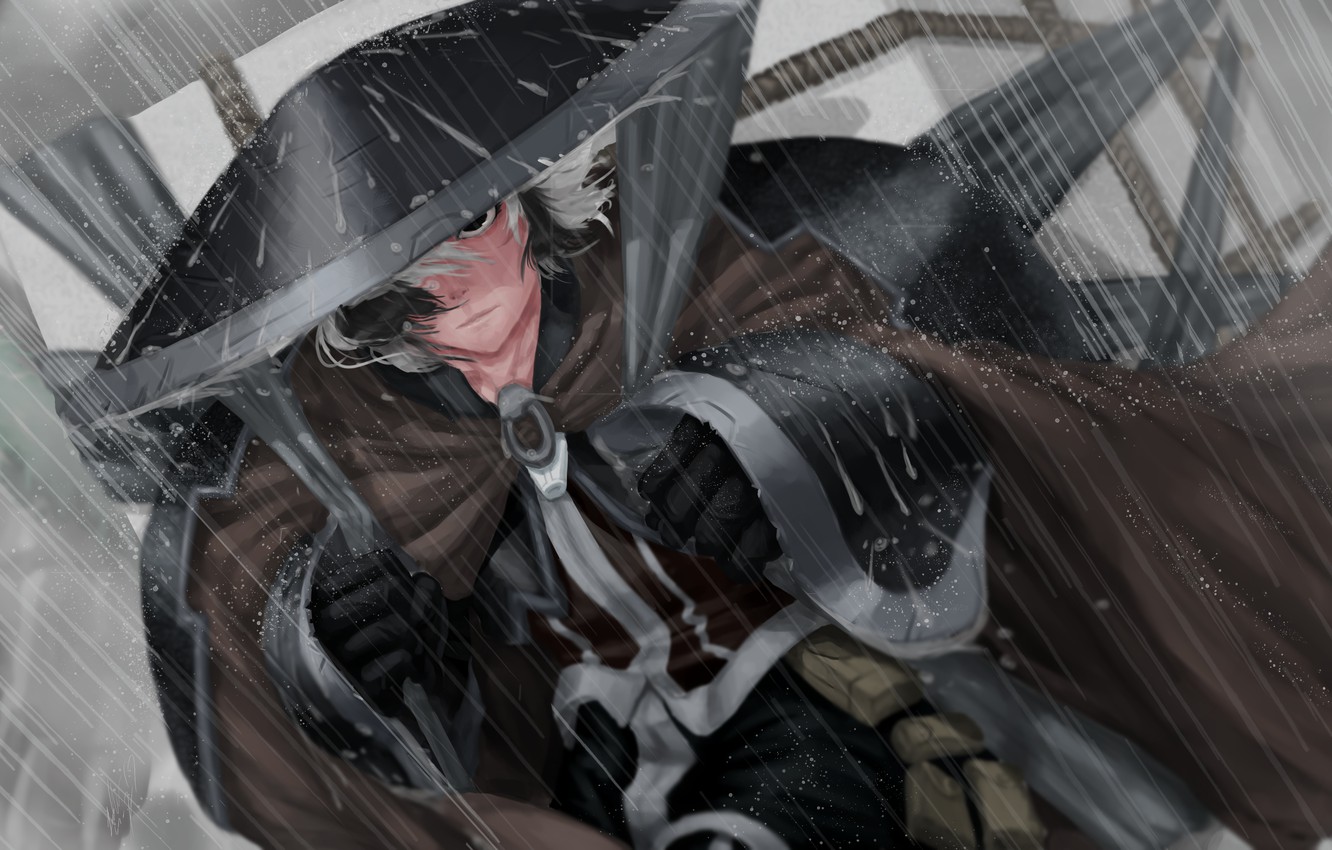 Japanese Warrior In Rain
 Wallpapers