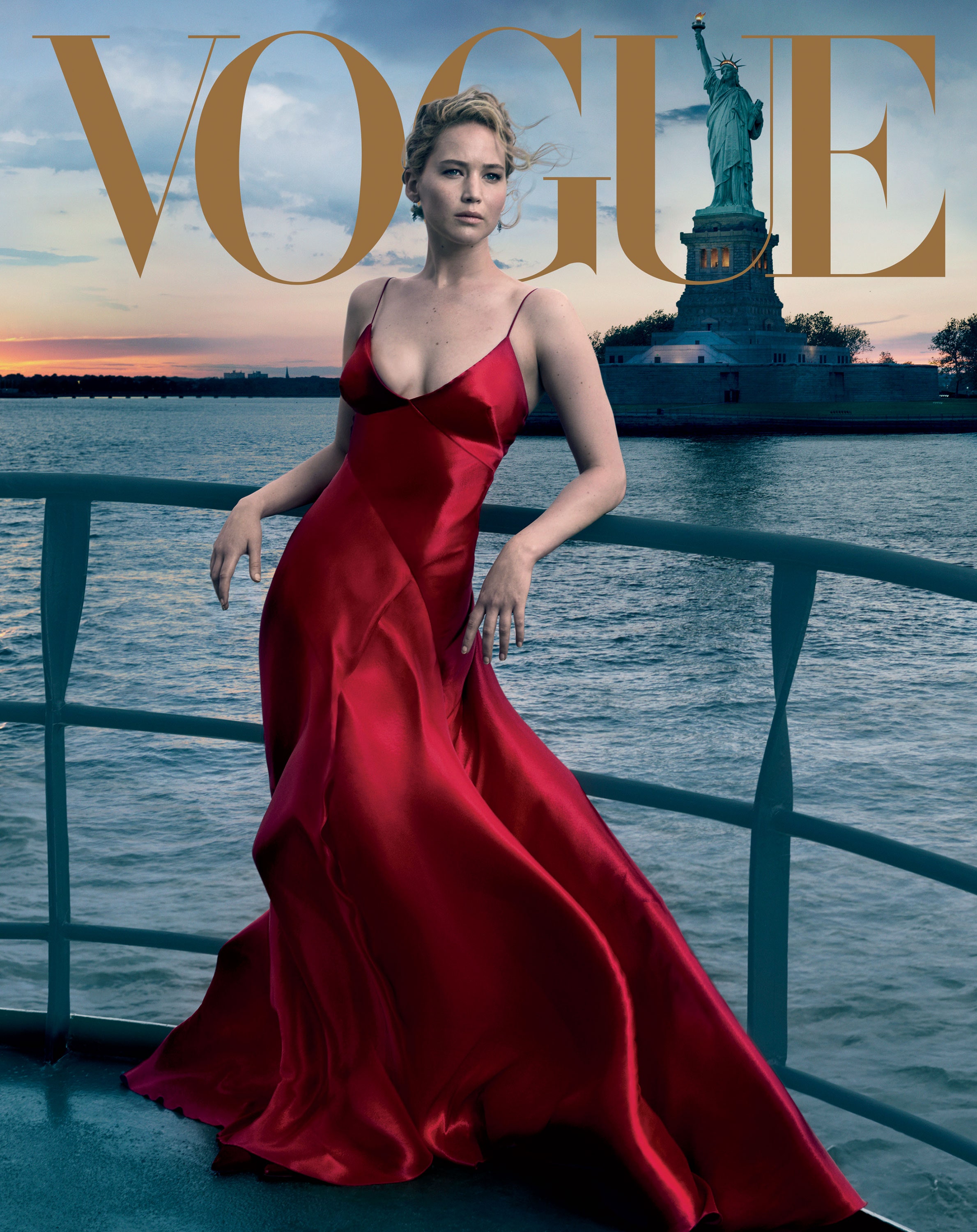 Jennifer Lawrence Red Dress For Vogue Wallpapers