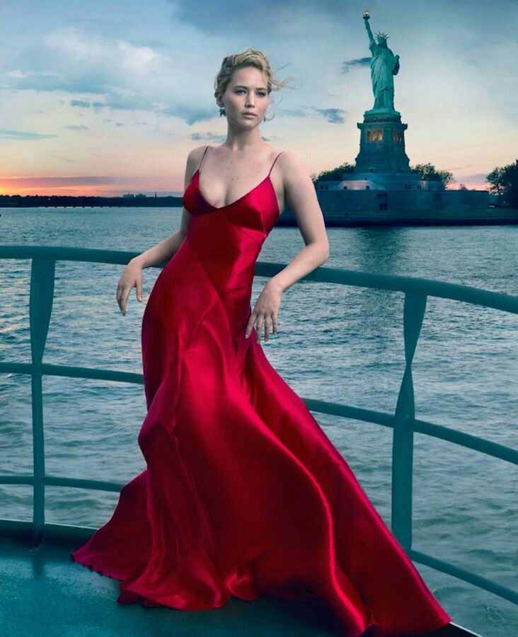 Jennifer Lawrence Red Dress For Vogue Wallpapers