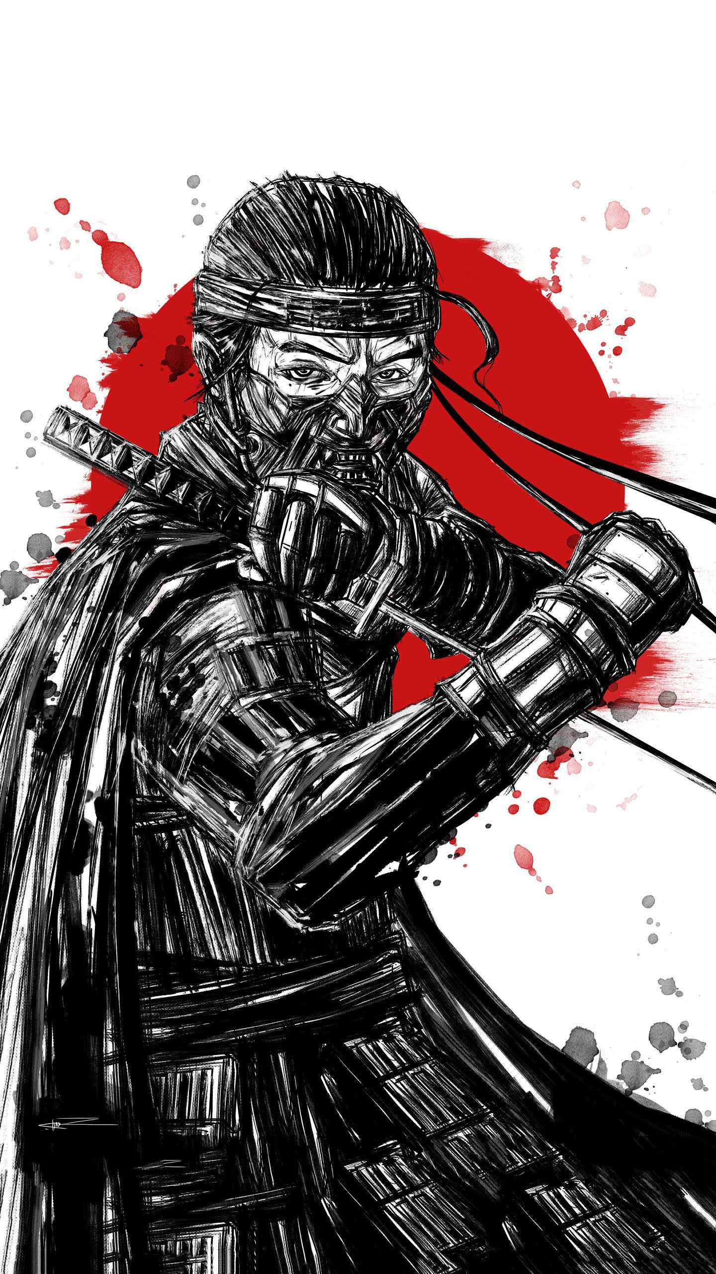 Jin Sakai Ghost Of Tsushima Drawing Wallpapers