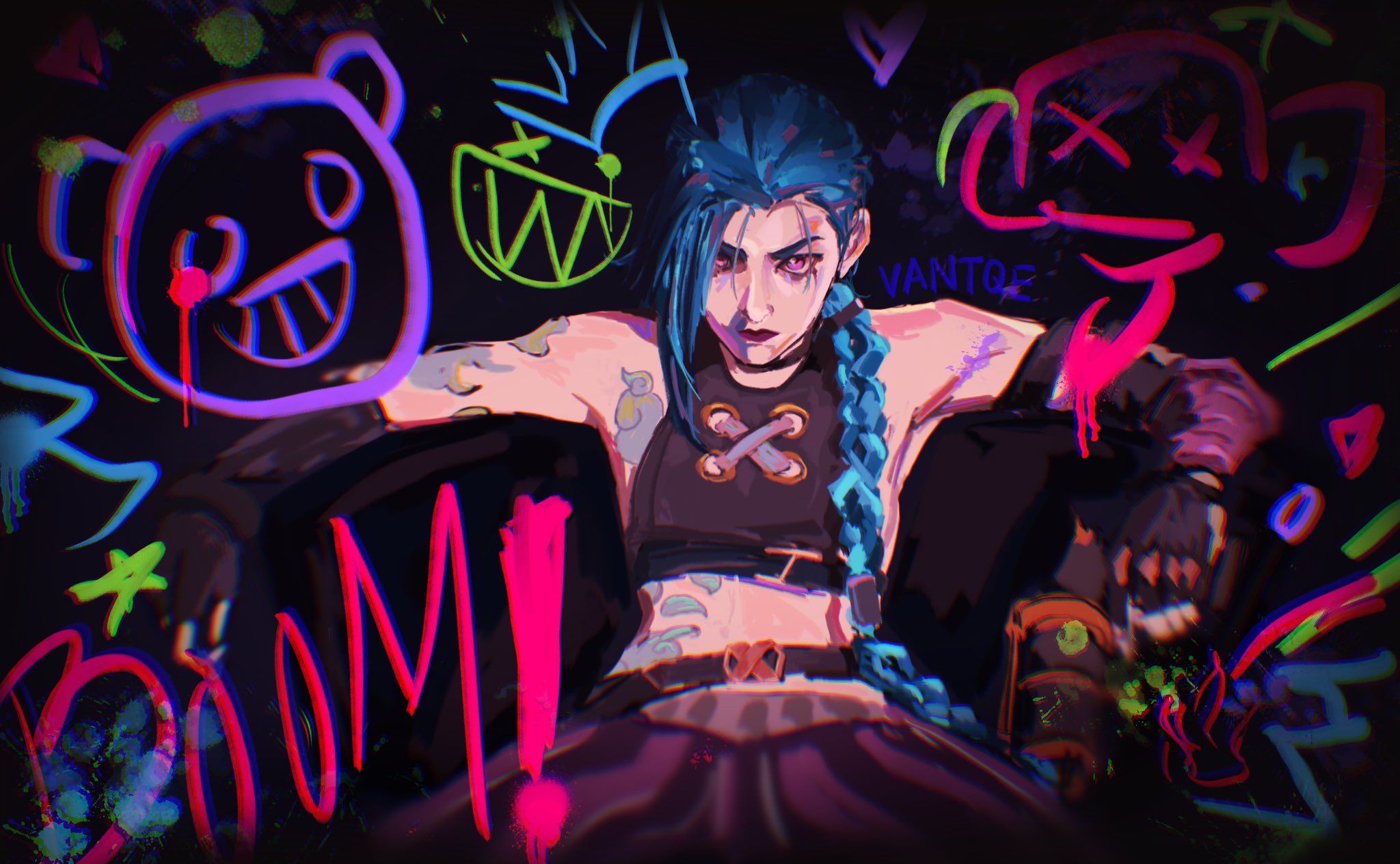 Jinx Cool League Of Legends Arcane Art Wallpapers