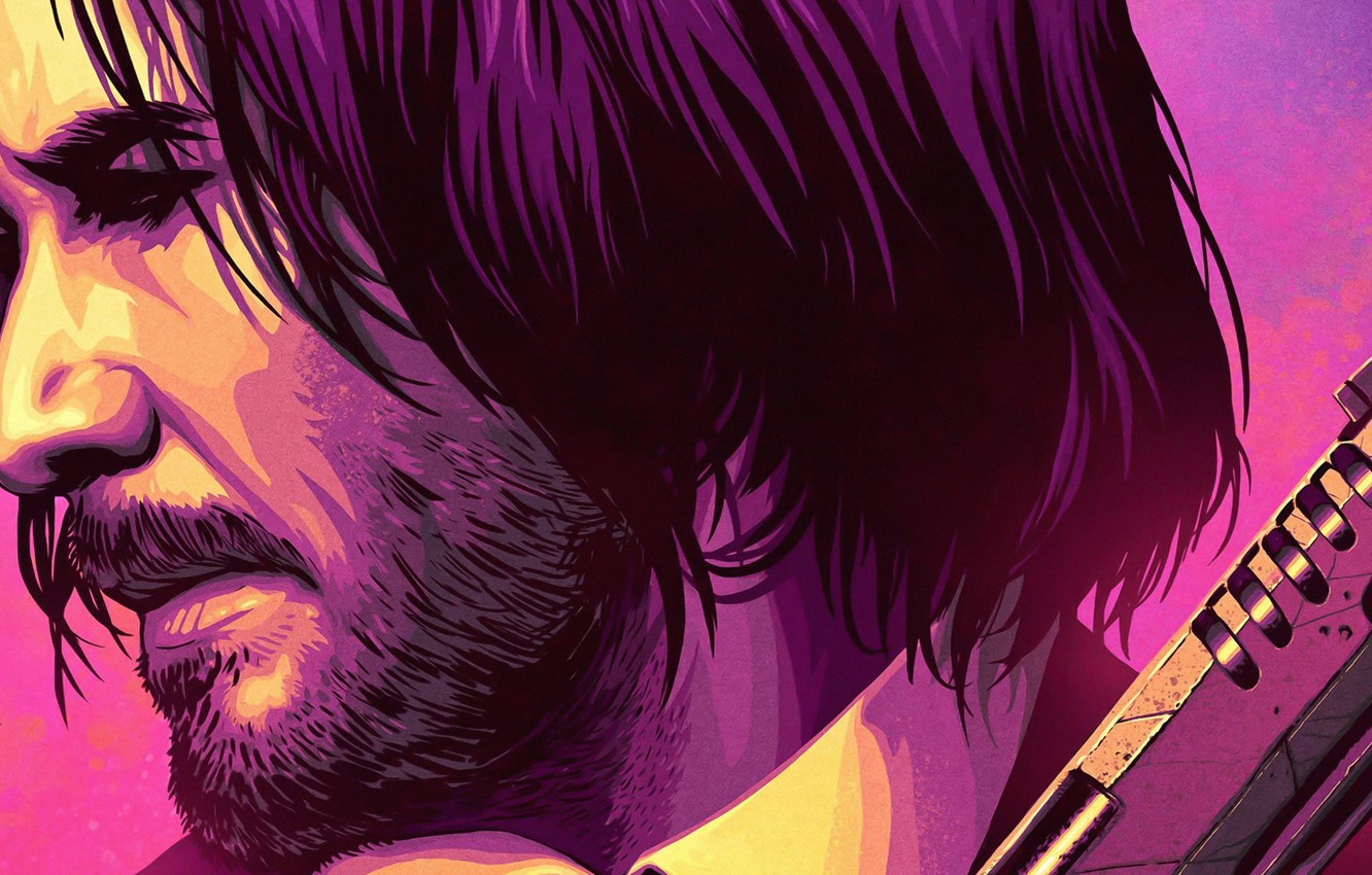 John Wick as Keanu Reeves Illustration Wallpapers