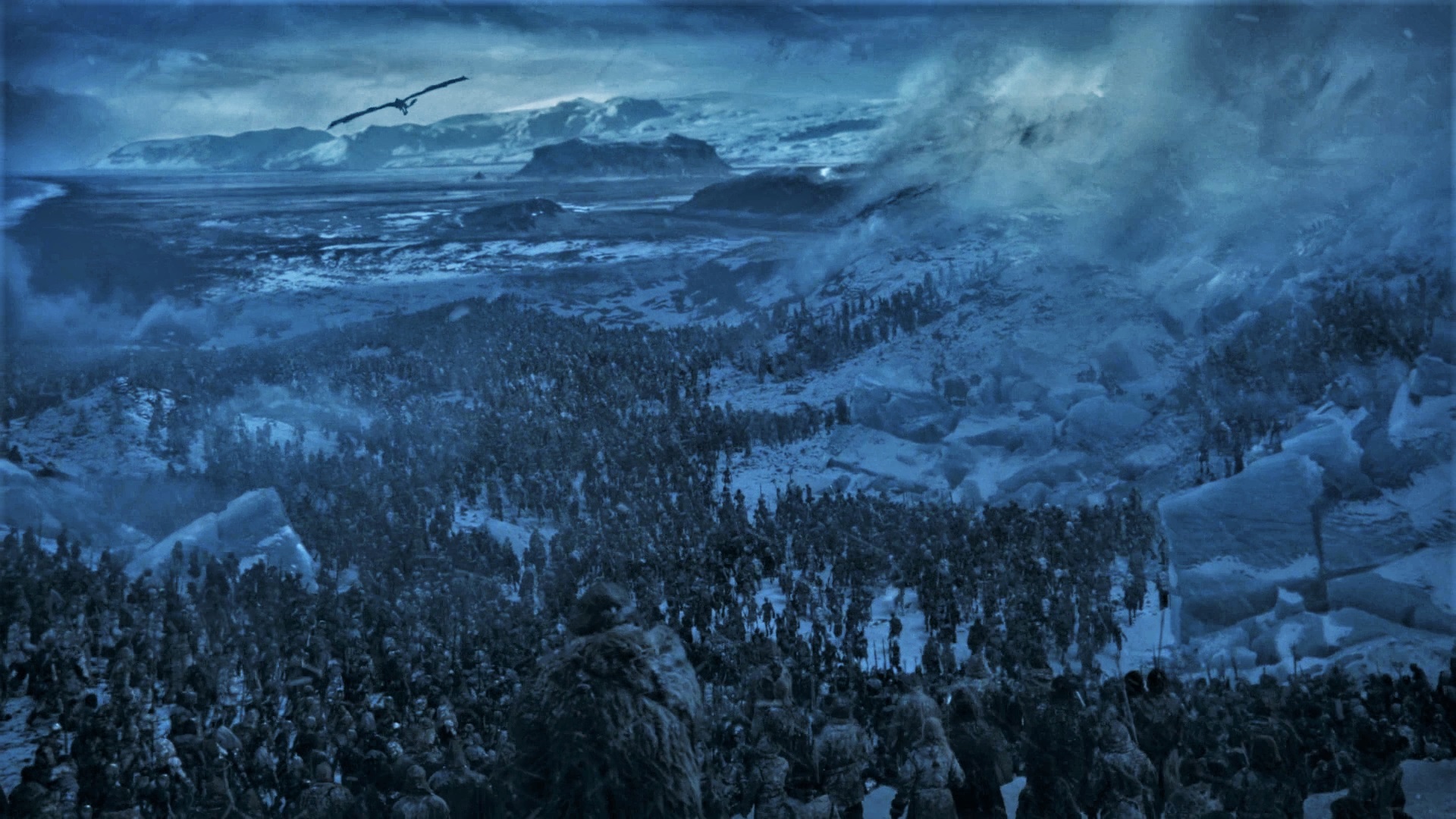 Jon Snow With Wolf Attacking White Walkers Artwork Wallpapers