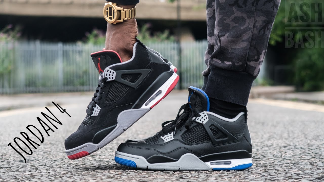 Jordan 4 Motorsport Alternate On Feet Wallpapers