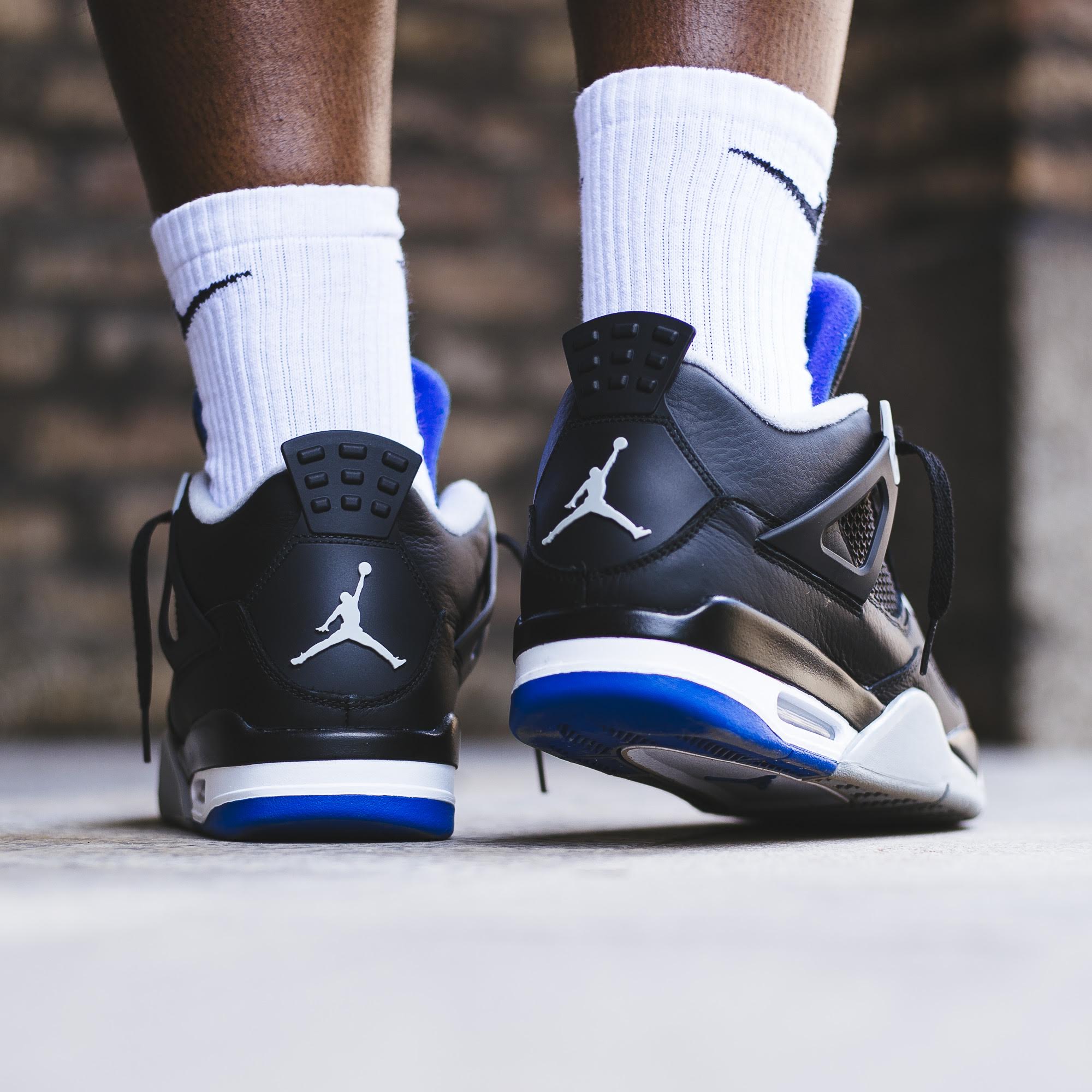 Jordan 4 Motorsport Alternate On Feet Wallpapers