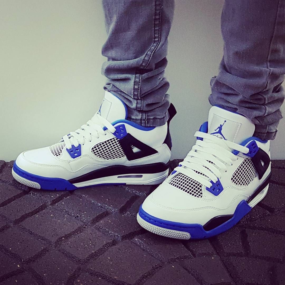 Jordan 4 Motorsport Alternate On Feet Wallpapers