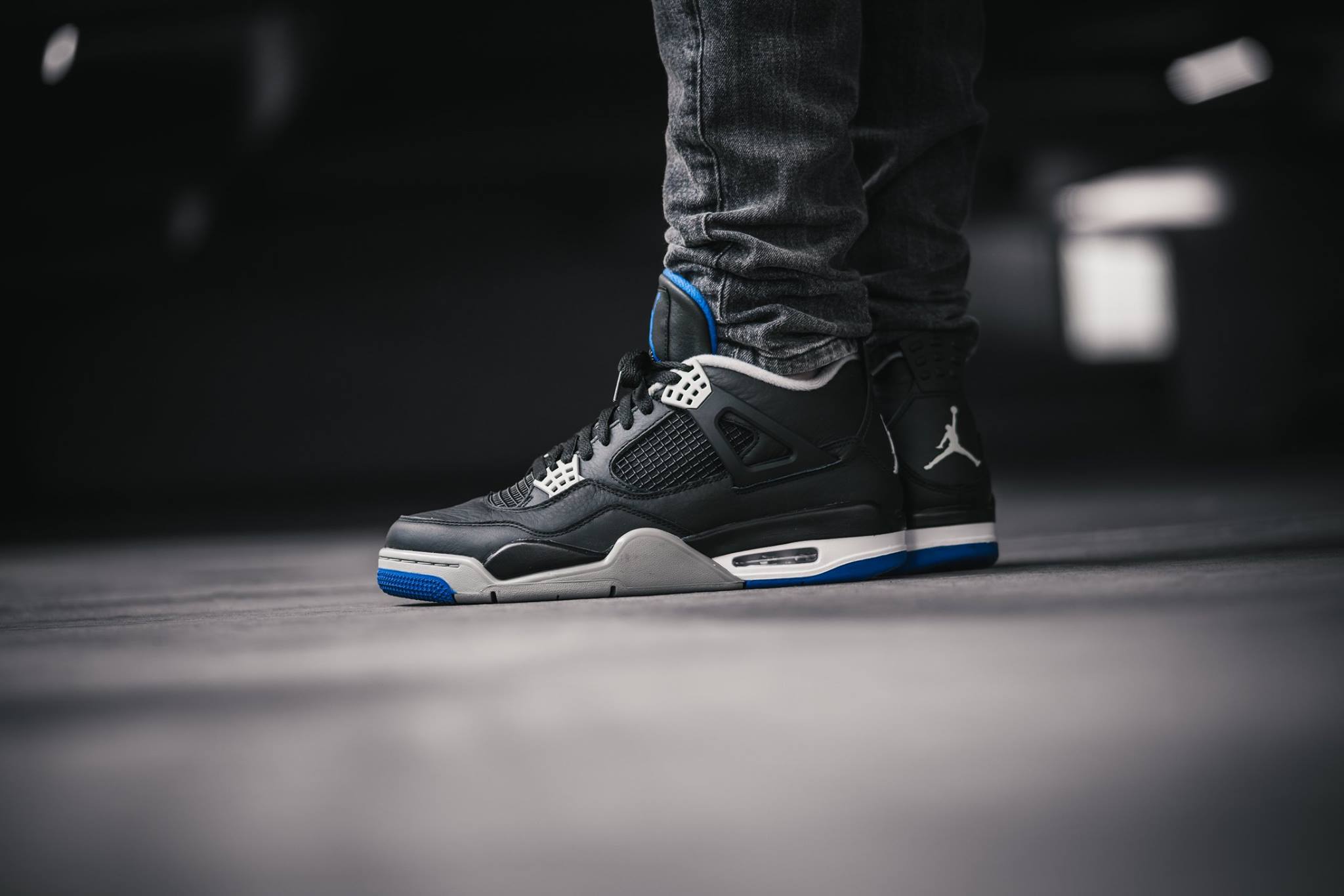 Jordan 4 Motorsport Alternate On Feet Wallpapers