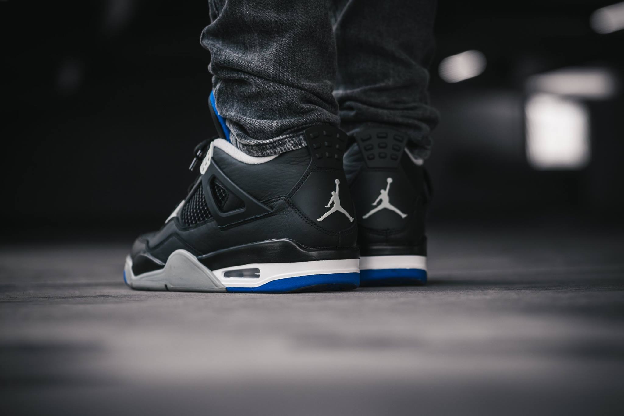 Jordan 4 Motorsport Alternate On Feet Wallpapers