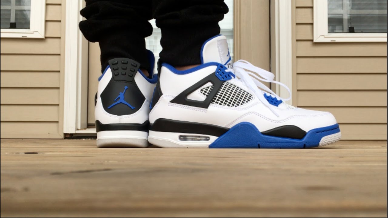 Jordan 4 Motorsport Alternate On Feet Wallpapers