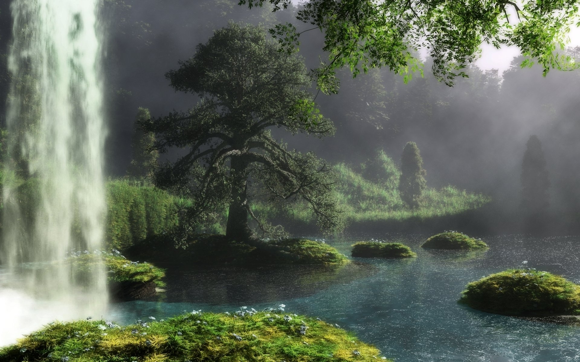 Jungle Deer Boat Forest Landscape Nature Wallpapers