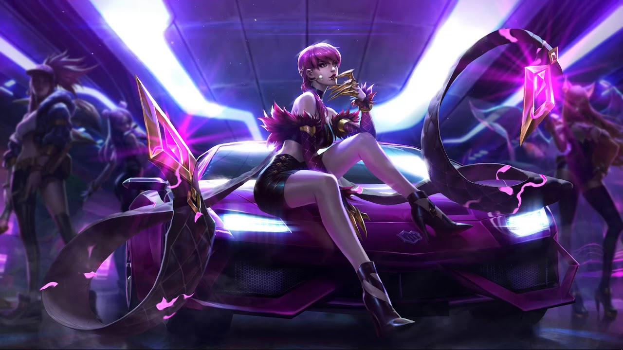 K/DA Evelynn Driving LoL 5K Wallpapers